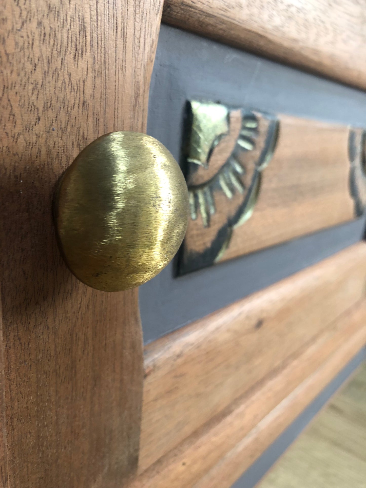 Table de chevet vintage Thémys bois et aubergine bois massif