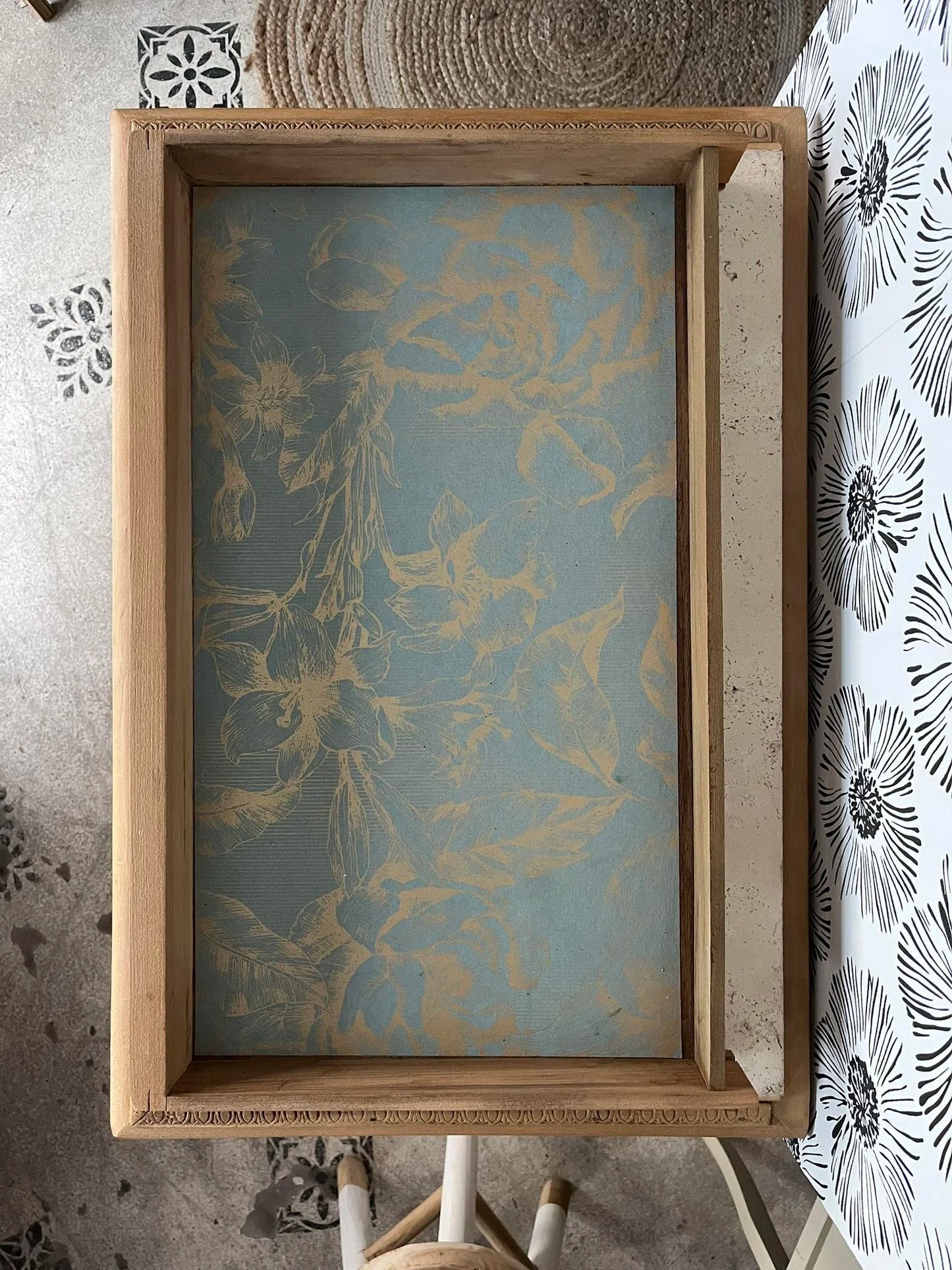 Console petit bureau vintage Calixte sculpté bois massif et marbre