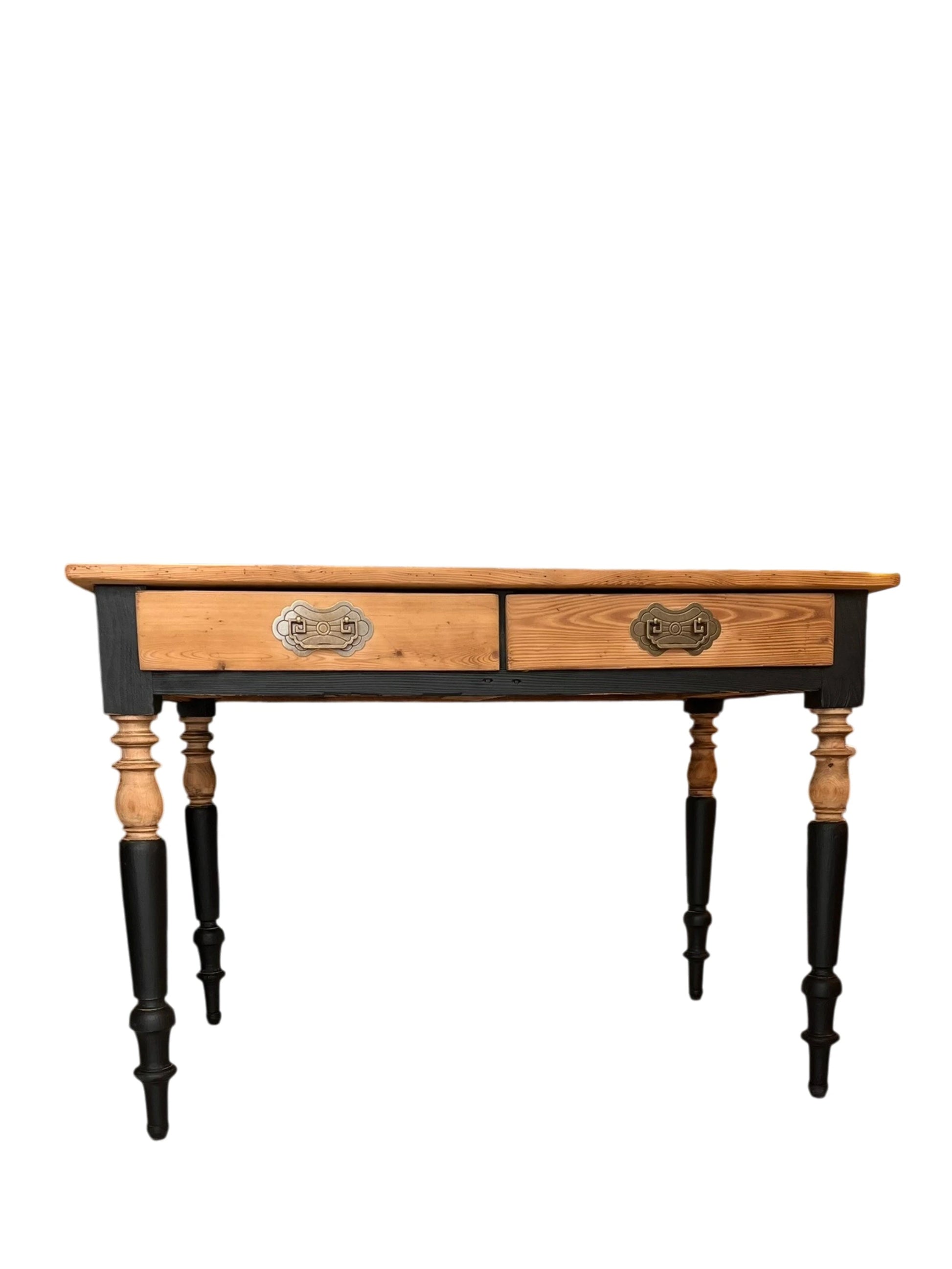 Bureau table vintage bois massif 2 tiroirs