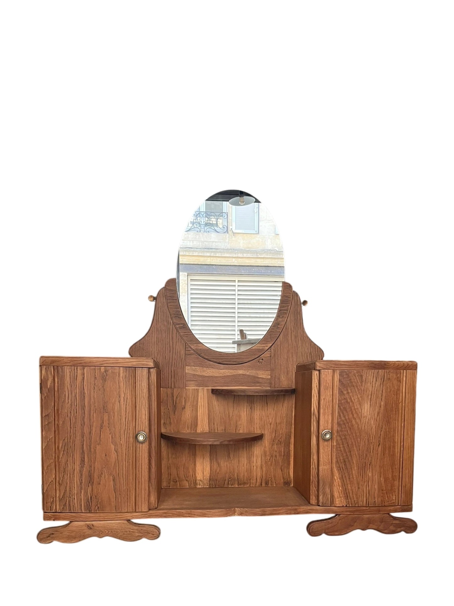 Coiffeuse buffet vintage Art Déco Mélissande 2 portes miroir Bordeaux