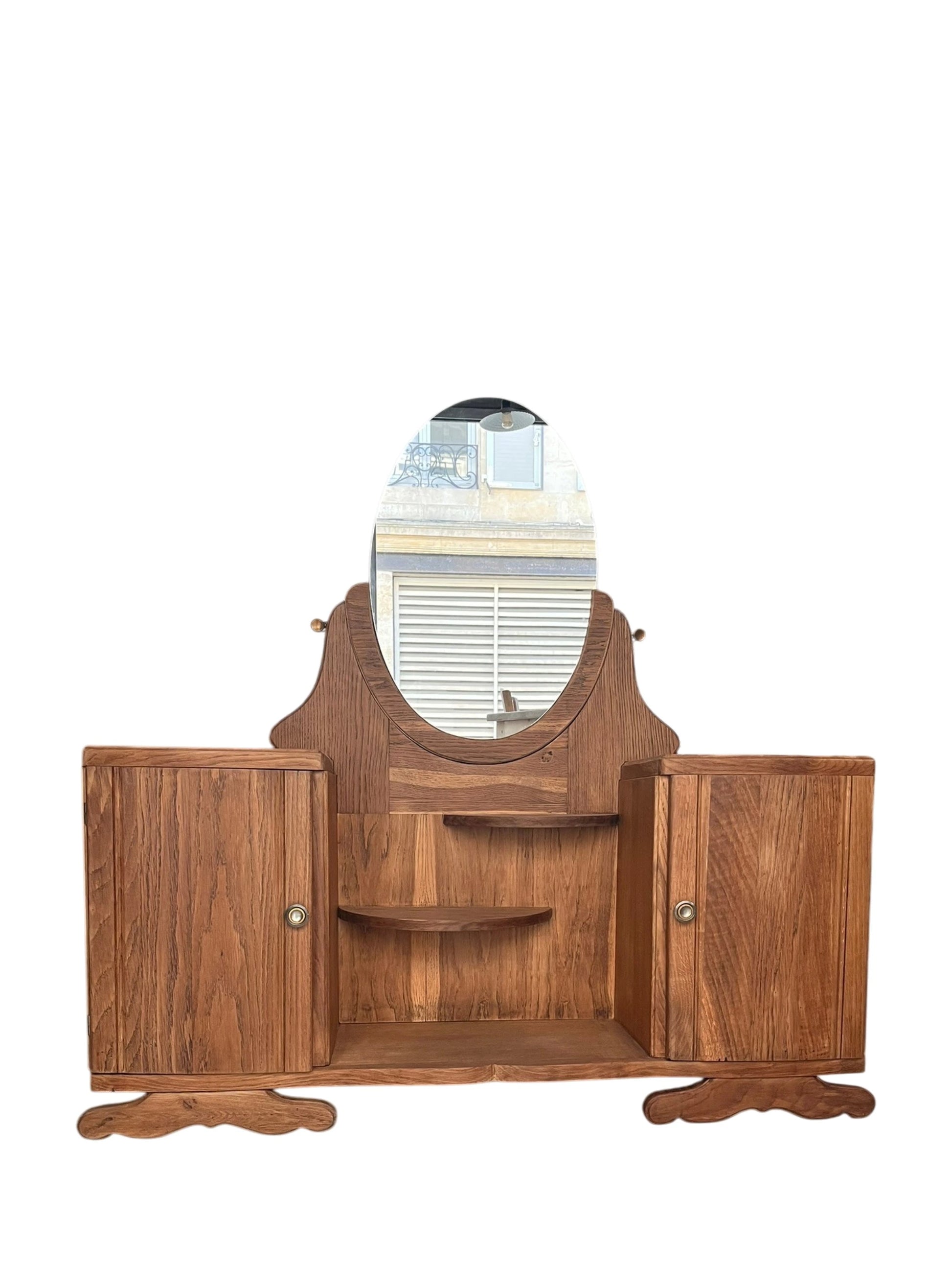 Coiffeuse buffet vintage Art Déco Mélissande 2 portes miroir Bordeaux