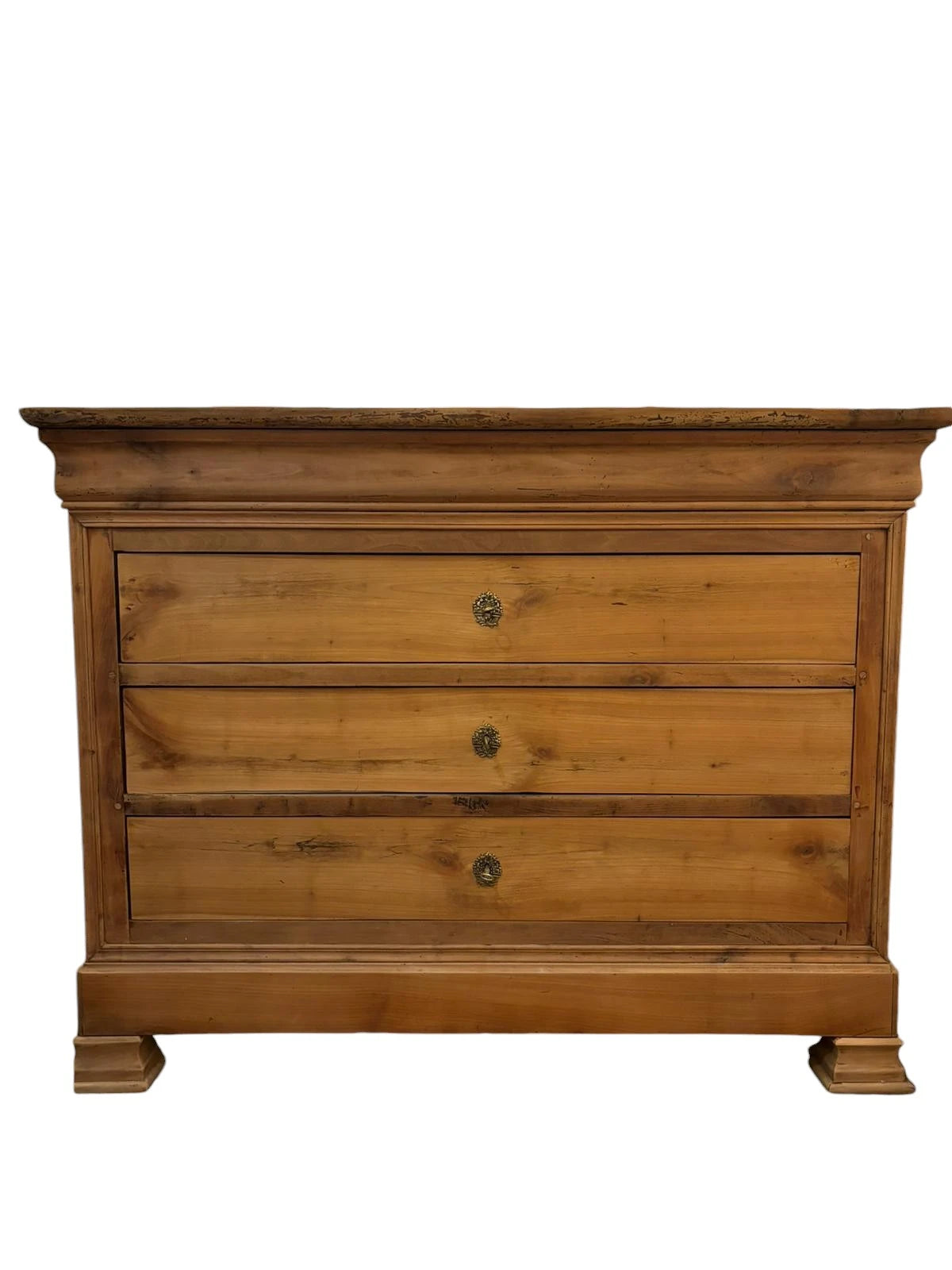 Commode Camille bois massif 3 tiroirs et pochoirs