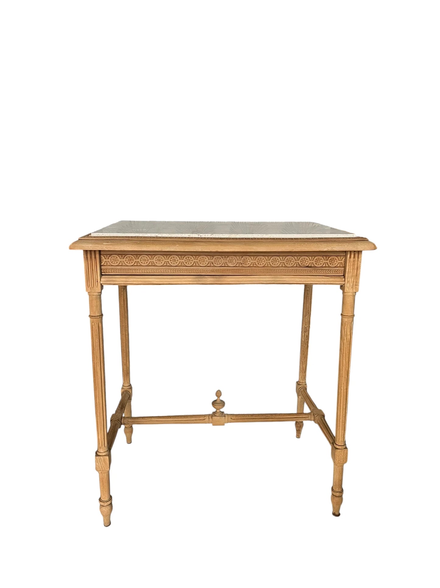 Console petit bureau vintage Calixte sculpté bois massif et marbre