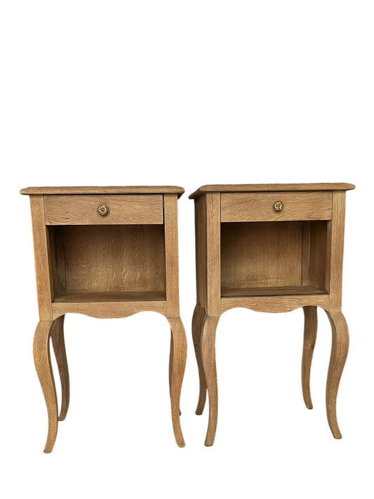 Duo paire tables de chevet vintage bois Zoé et Noé meubles appoint avec tiroirs