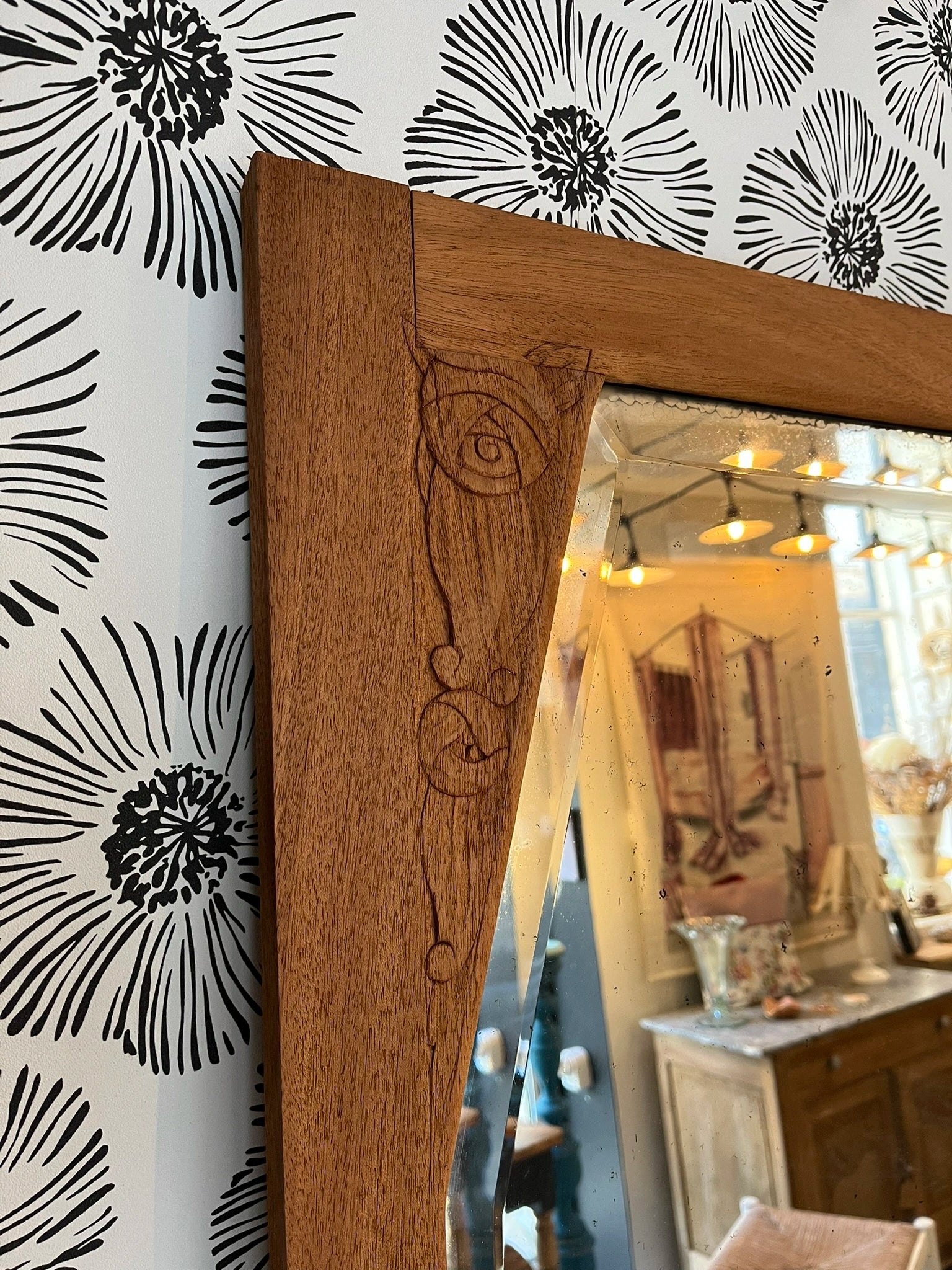 Porte miroir vintage Art Déco Alba bois massif 