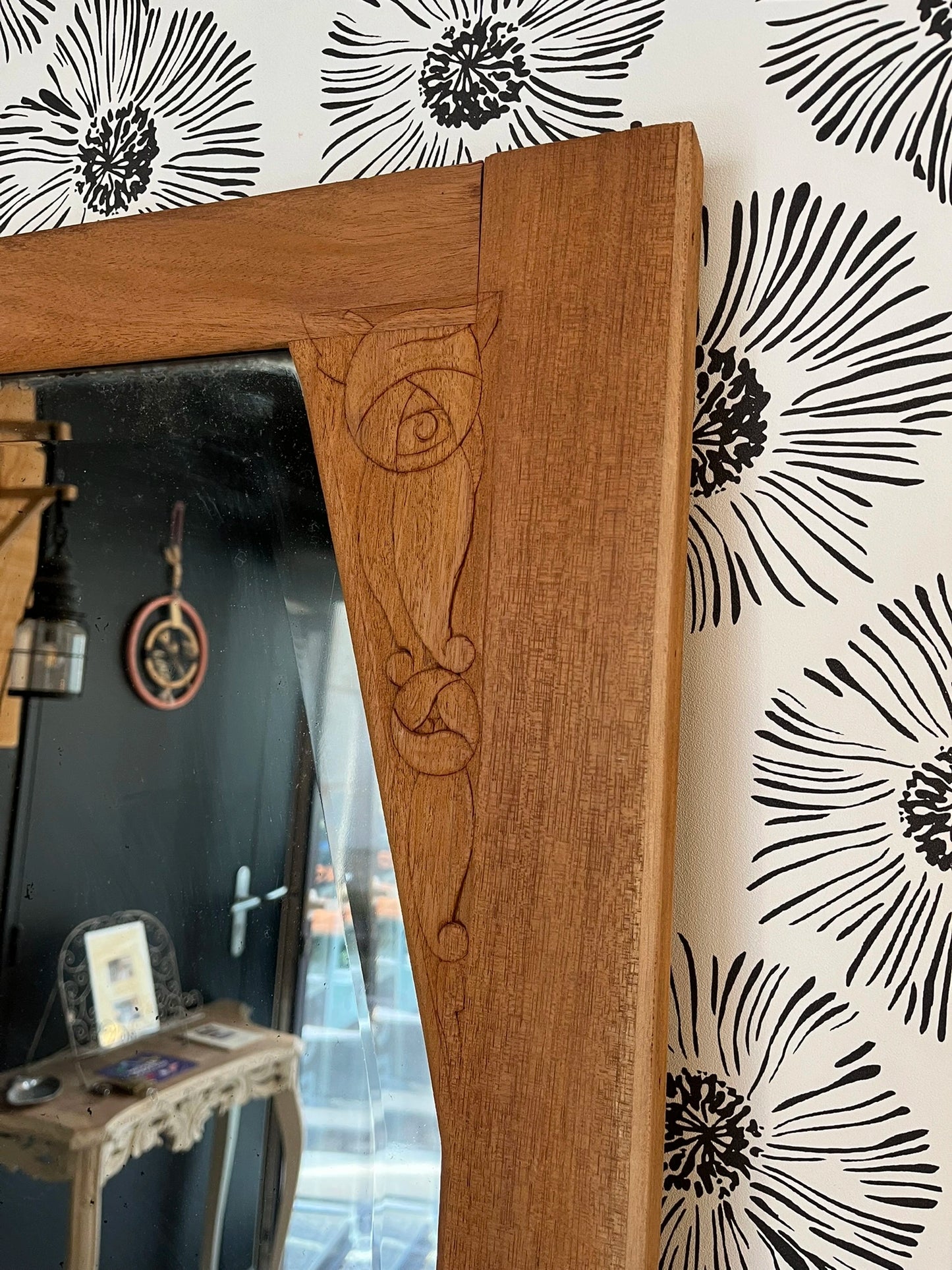 Porte miroir vintage Art Déco Alba bois massif 