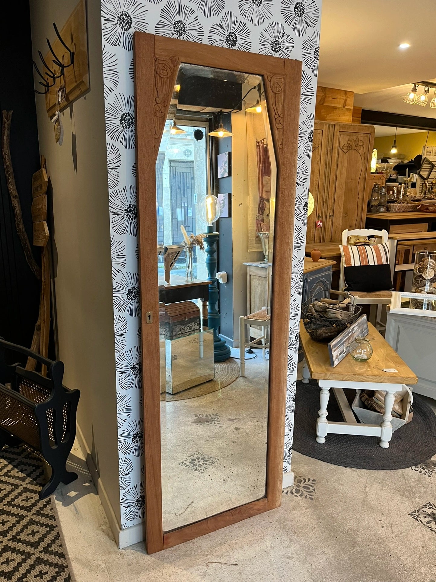 Porte miroir vintage Art Déco Alba bois massif 