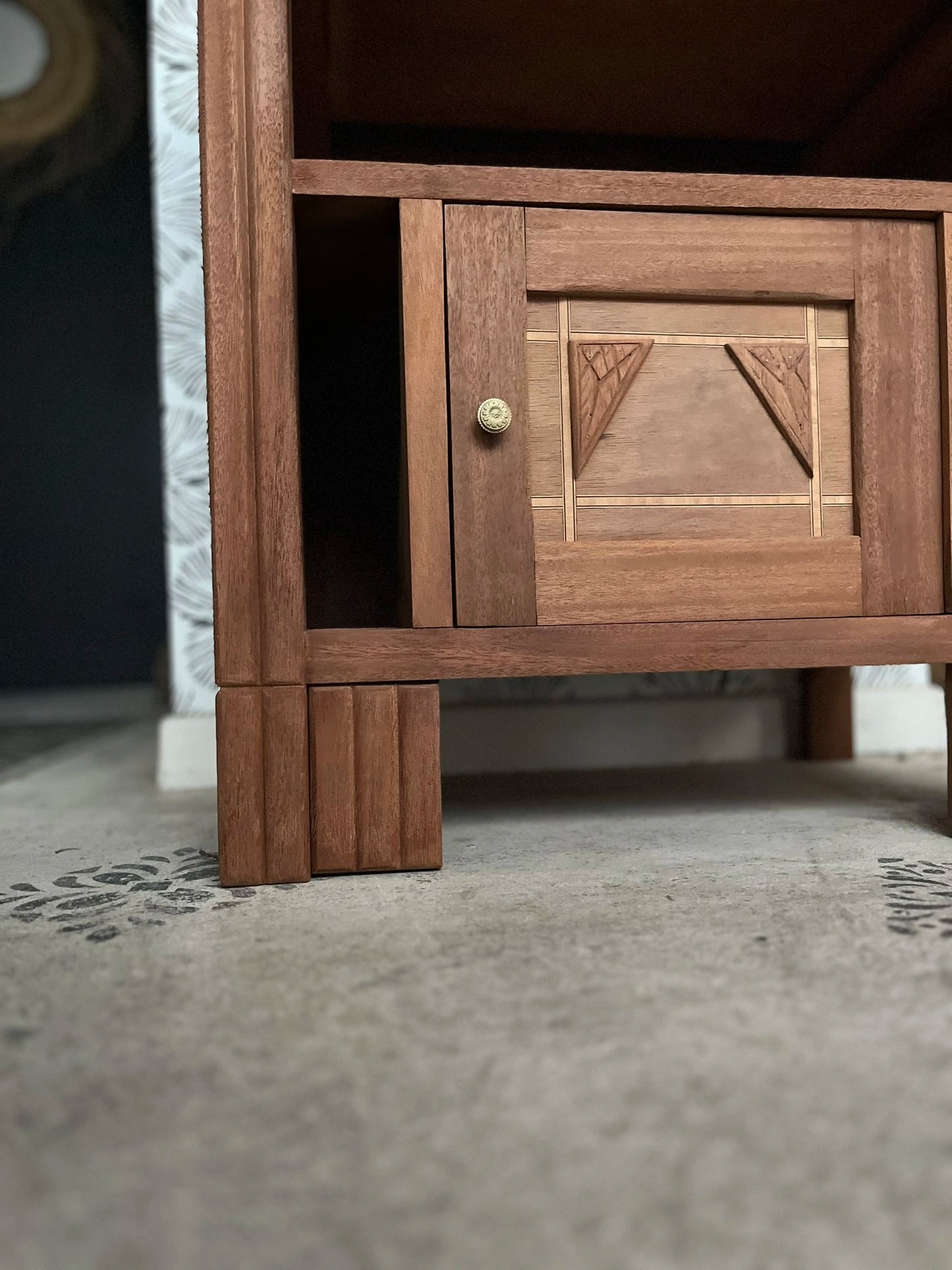 Duo tables de chevet vintage Art Déco Jada et Rosa bois et marbre