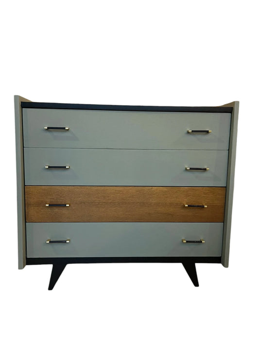 Commode Tino bois, gris vert et noir