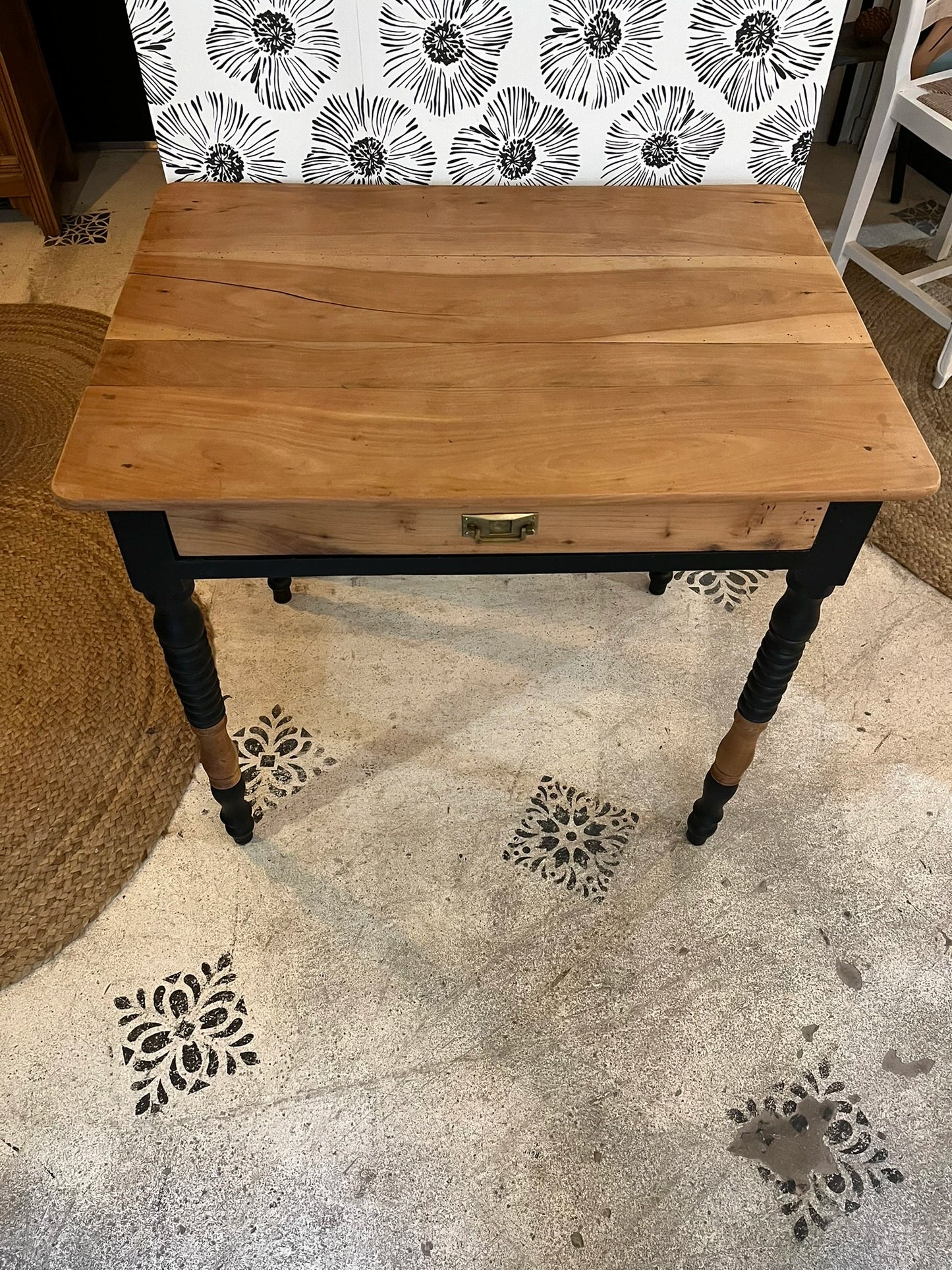 Bureau console Lina bois et noir maison de campagne