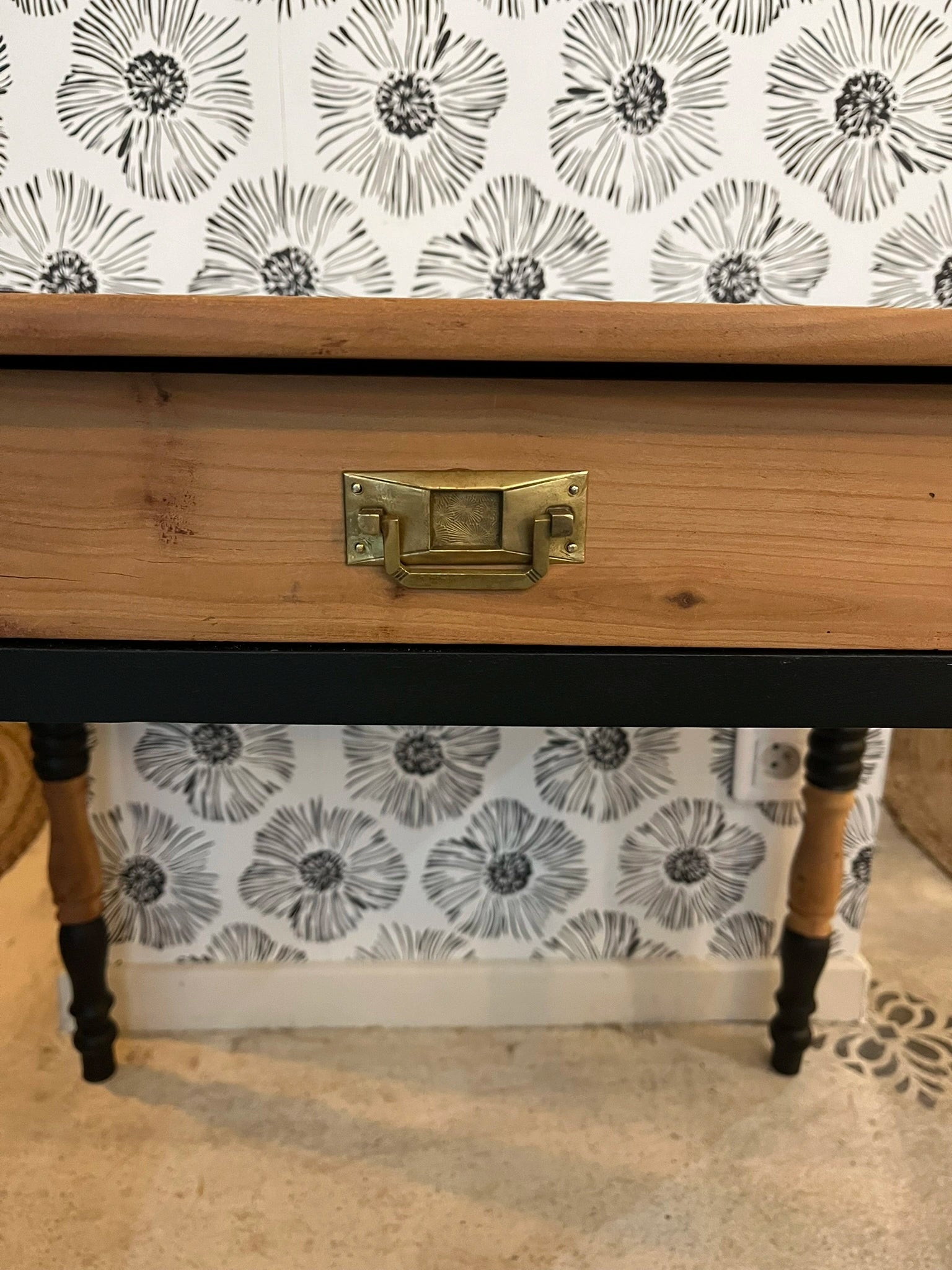 Bureau console Lina bois et noir maison de campagne