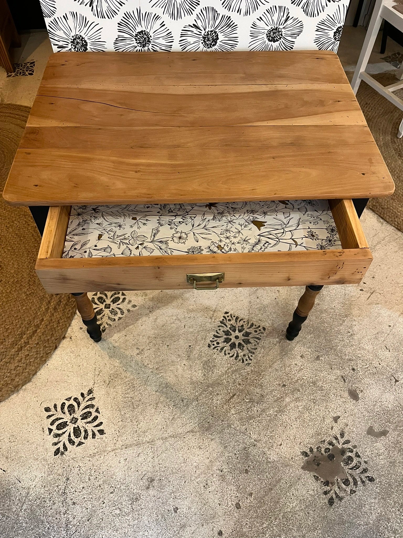 Bureau console Lina bois et noir maison de campagne