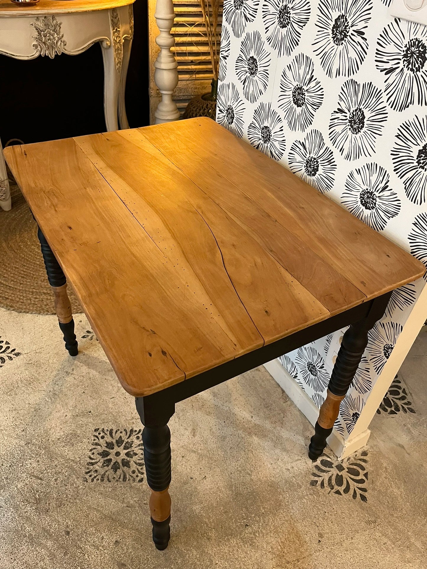 Bureau console Lina bois et noir maison de campagne