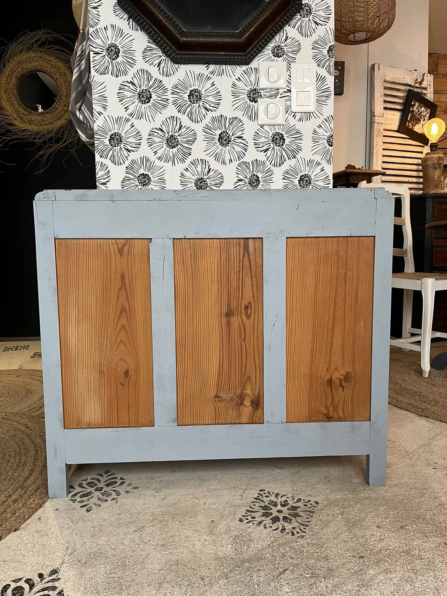 Commode Bianca bois et bleu gris Art Déco