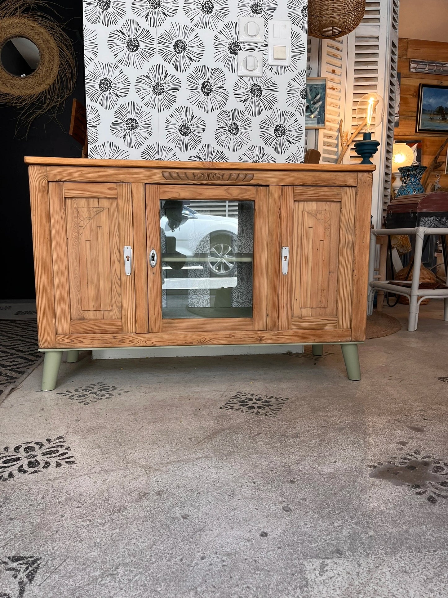 Buffet Art Déco vintage Balthazar bois massif 3 portes