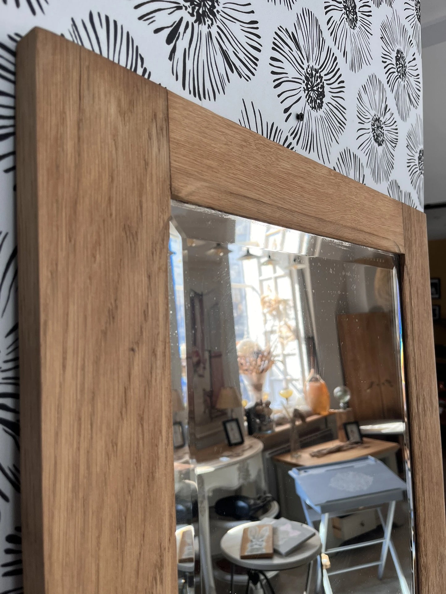 Porte armoire biseauté vintage Art Déco bois massif chêne Azalée
