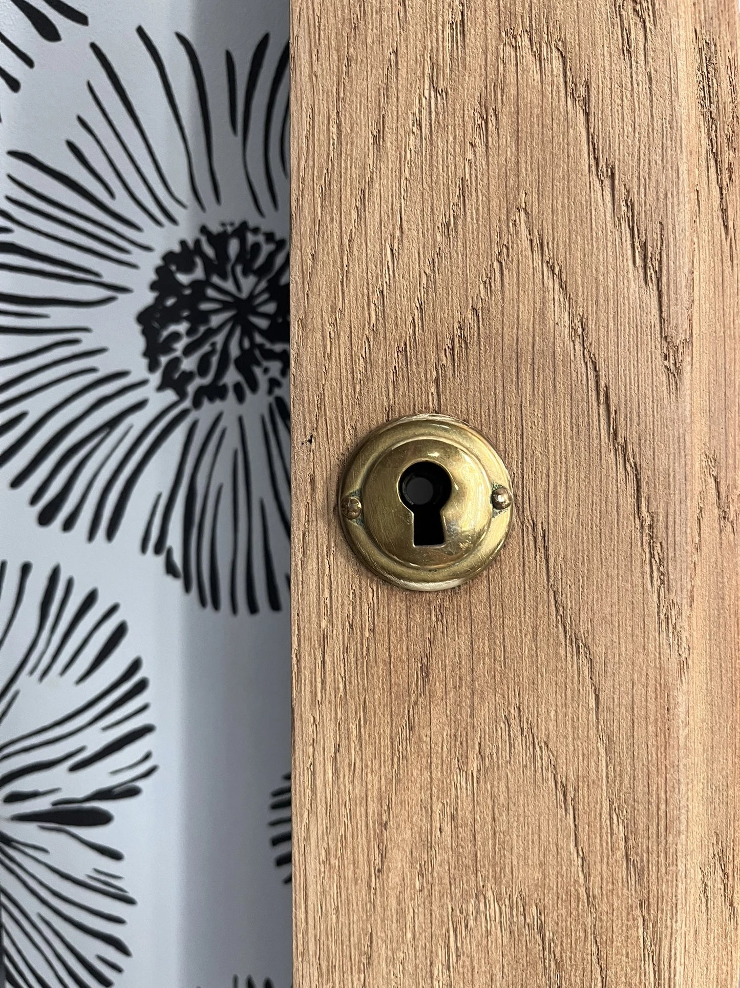 Porte armoire biseauté vintage Art Déco bois massif chêne Azalée