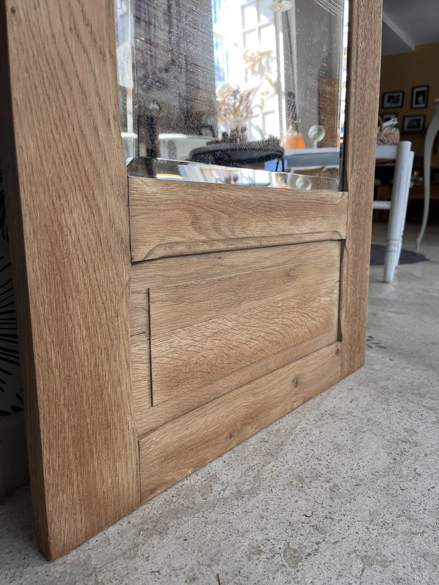 Porte armoire biseauté vintage Art Déco bois massif chêne Azalée