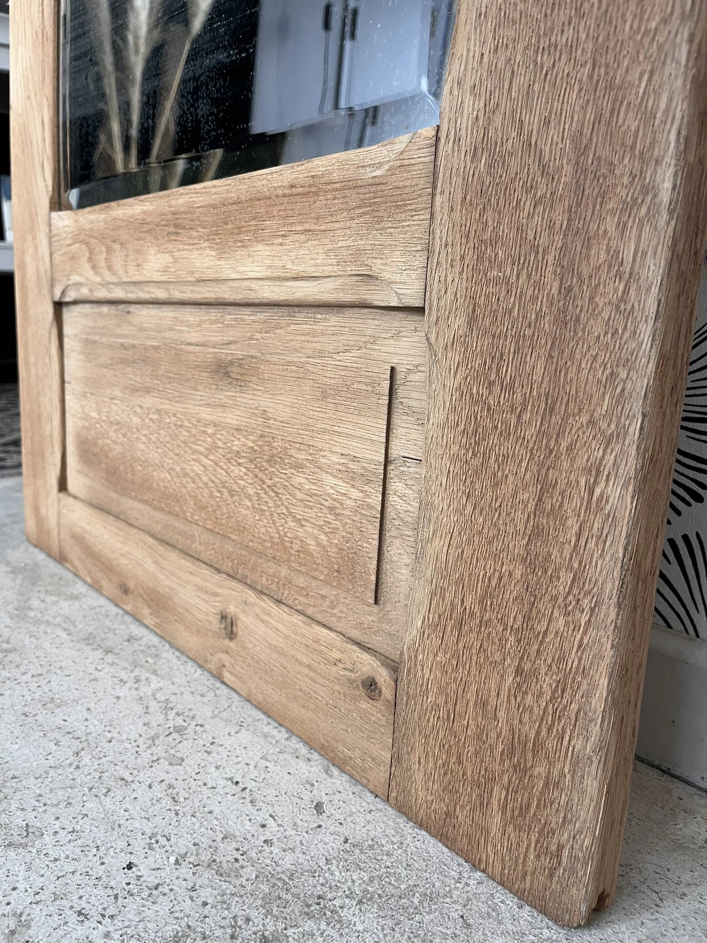 Porte armoire biseauté vintage Art Déco bois massif chêne Azalée