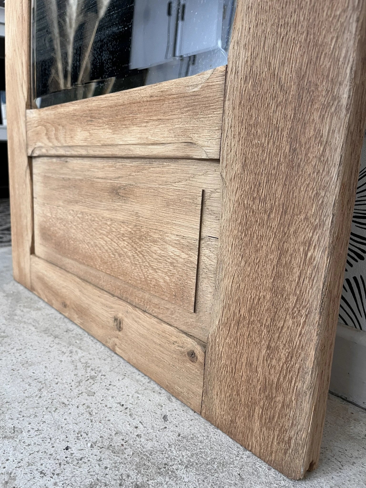 Porte armoire biseauté vintage Art Déco bois massif chêne Azalée