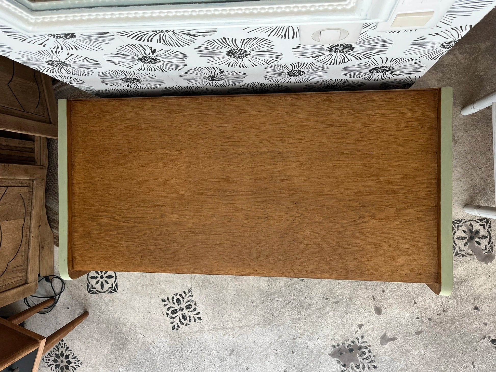 Commode Isadora années 50-70 scandinave rotin pieds compas