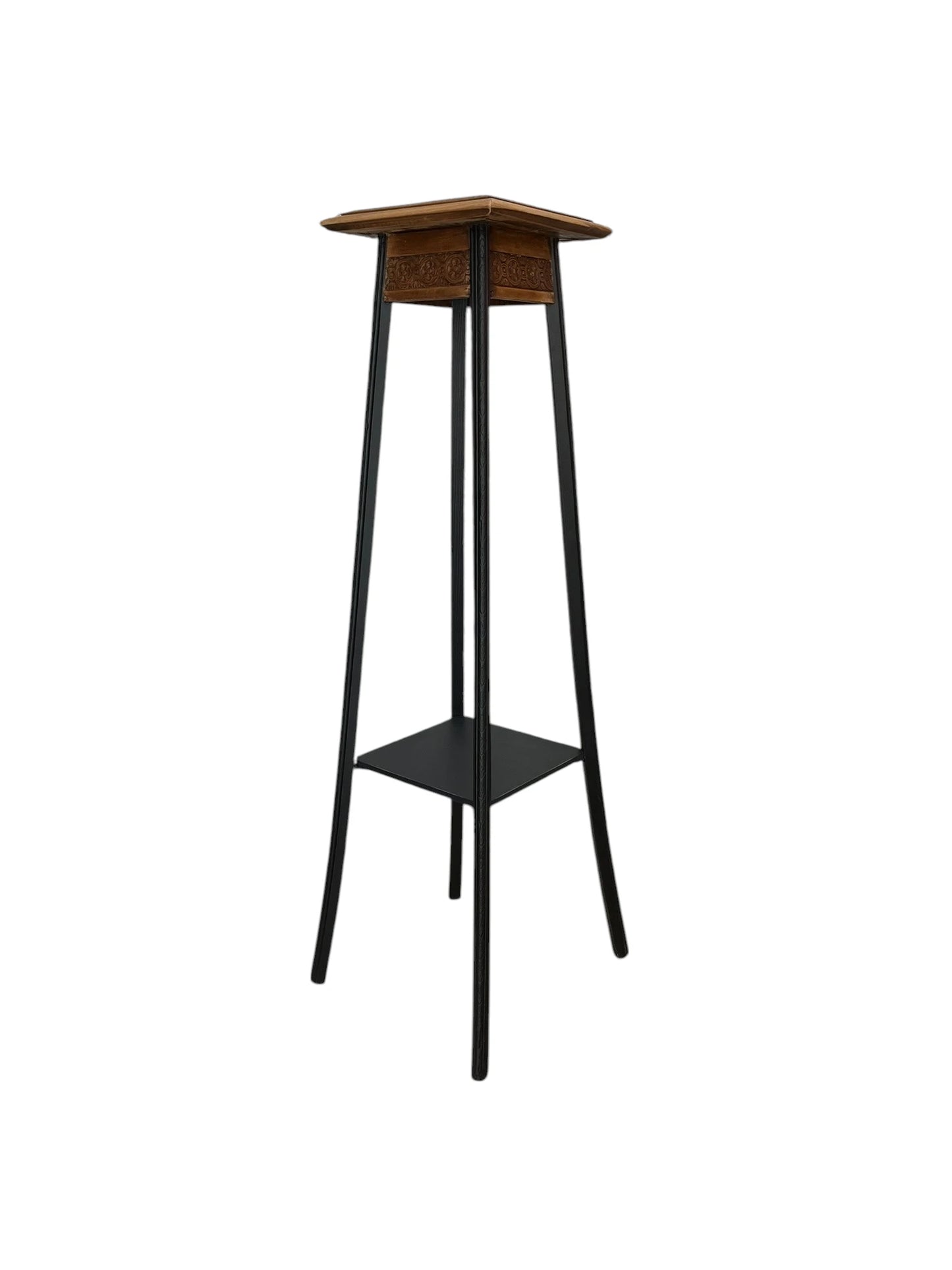 Sellette porte-plante, support plante bois massif, noir et gris