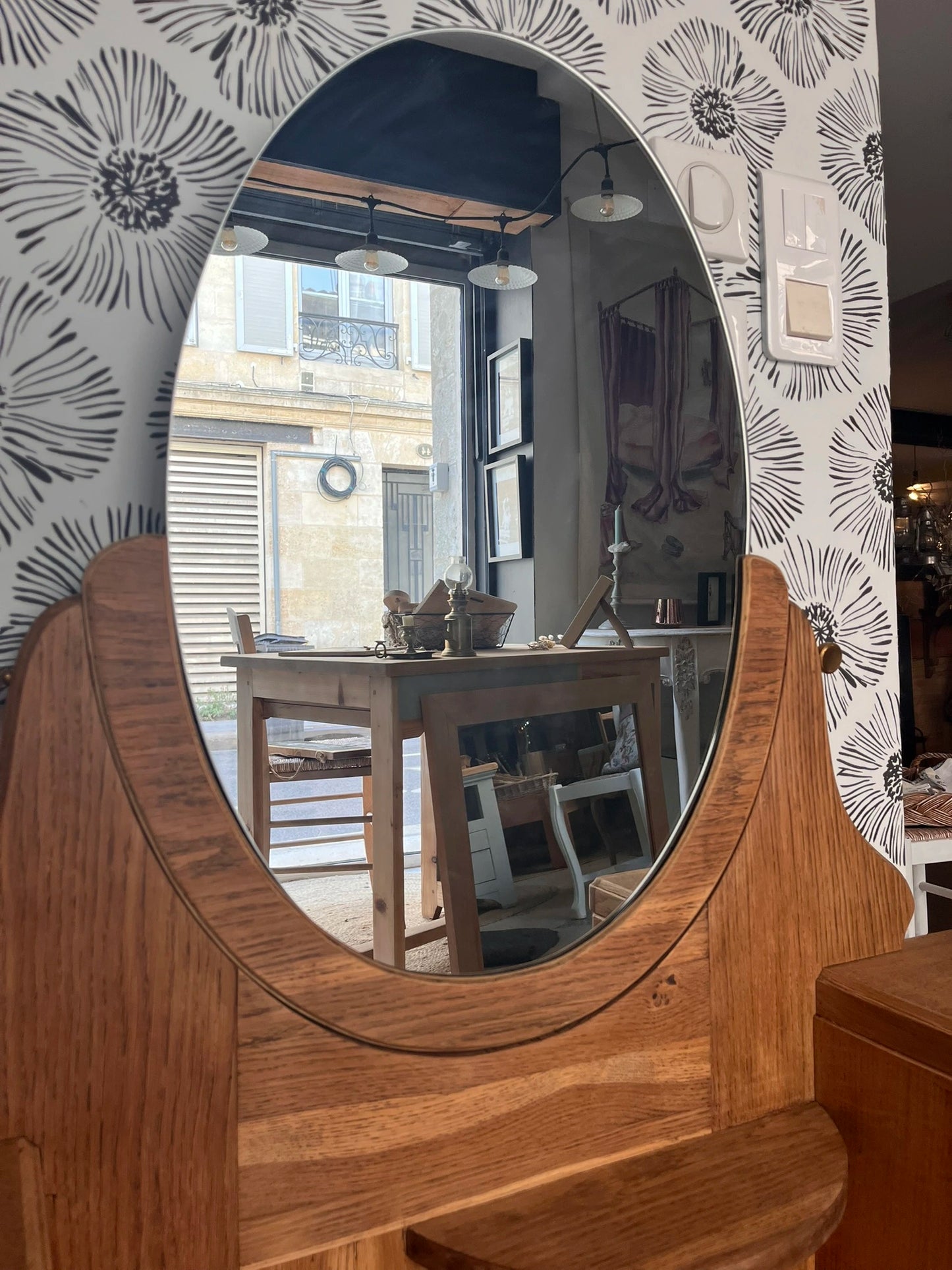 Coiffeuse buffet vintage Art Déco Mélissande 2 portes miroir Bordeaux