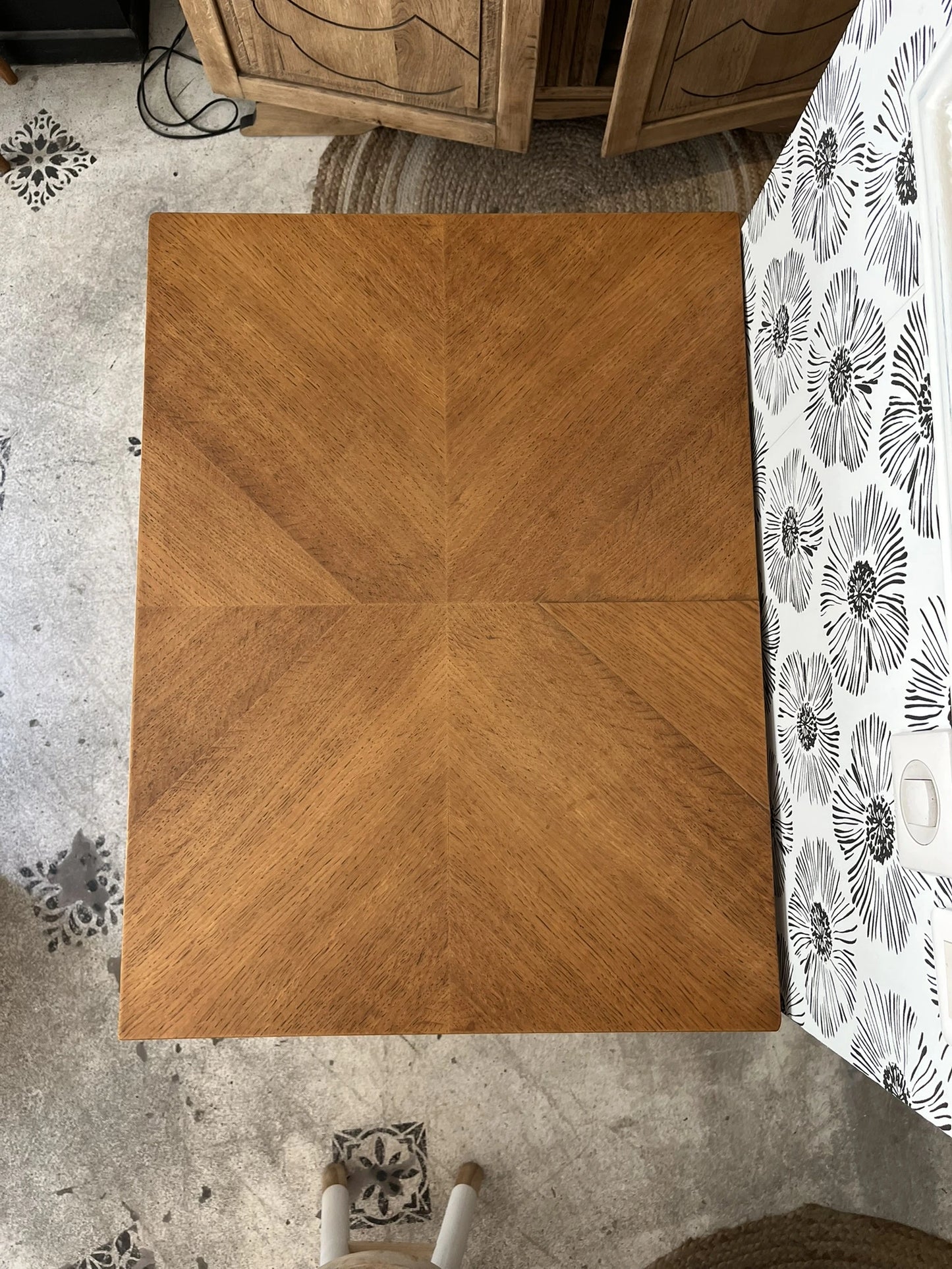 Table Garance vintage bois style scandinave pieds compas rallonge années 50 60 70