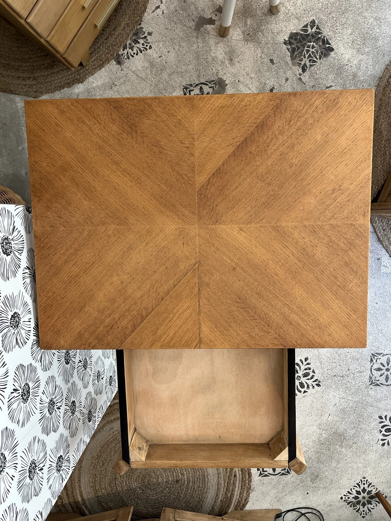 Table Garance vintage bois style scandinave pieds compas rallonge années 50 60 70