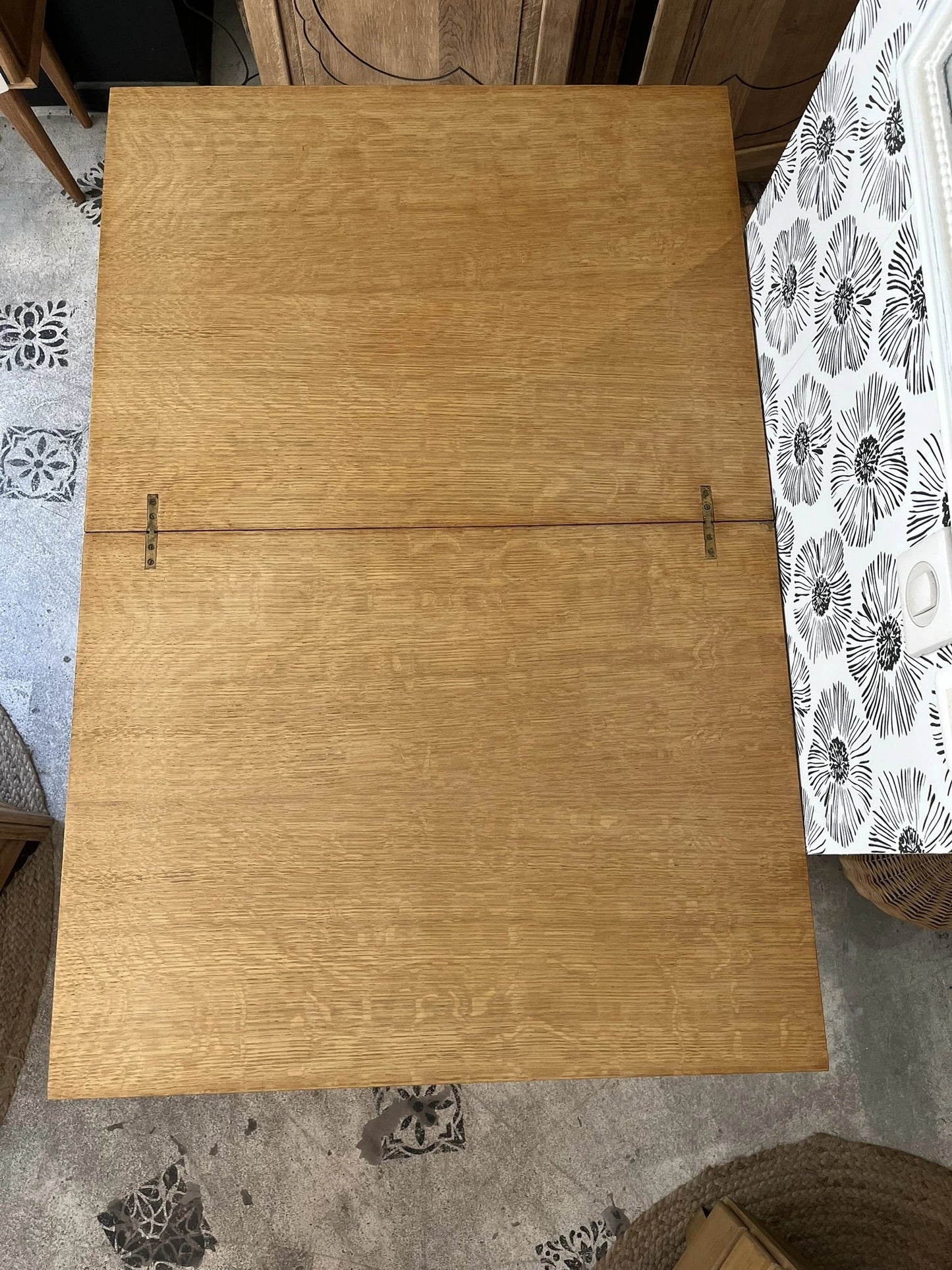 Table Garance vintage bois style scandinave pieds compas rallonge années 50 60 70