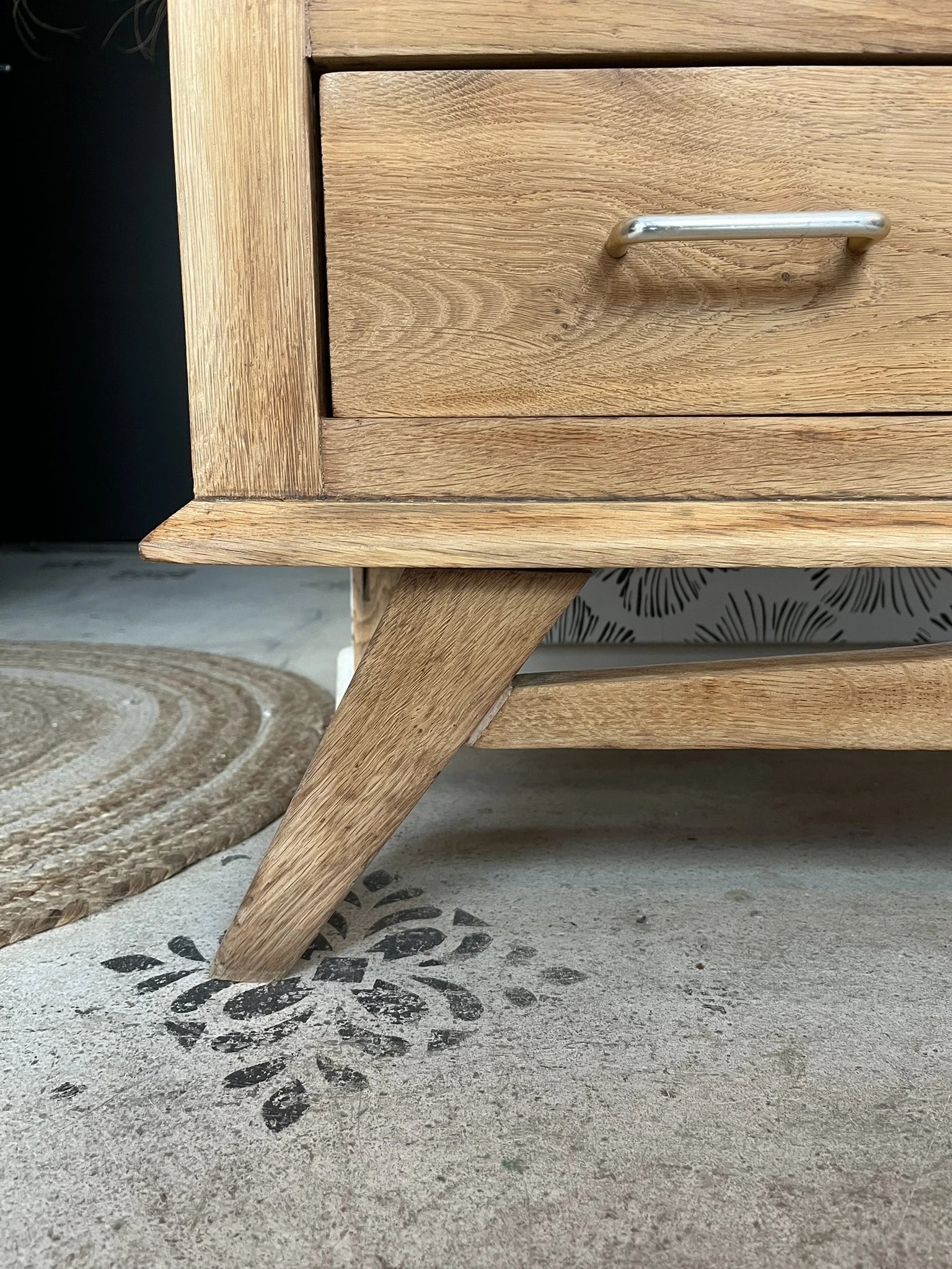 Commode vintage Oscar scandinave pieds compas 3 tiroirs années 50 60 70