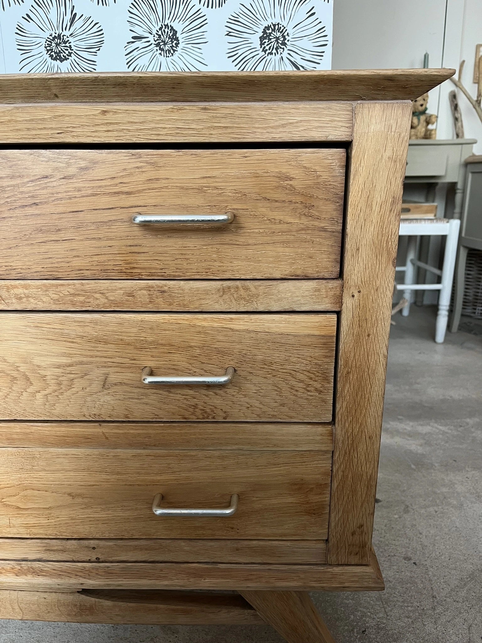 Commode vintage Oscar scandinave pieds compas 3 tiroirs années 50 60 70