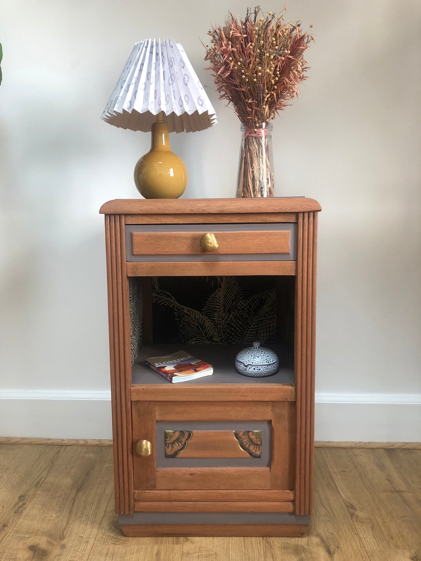 Table de chevet Thémys bois et aubergine