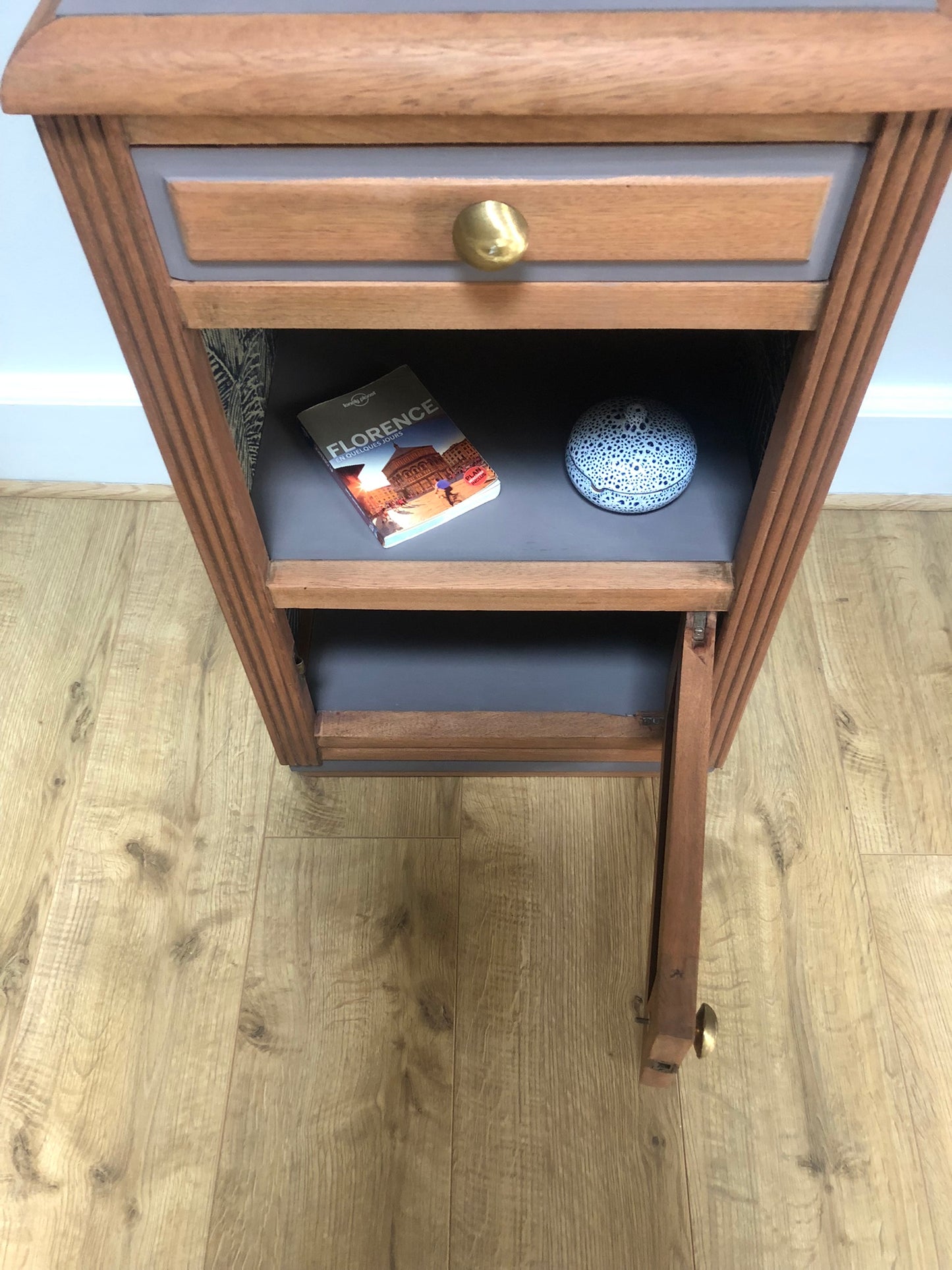 Table de chevet Thémys bois et aubergine