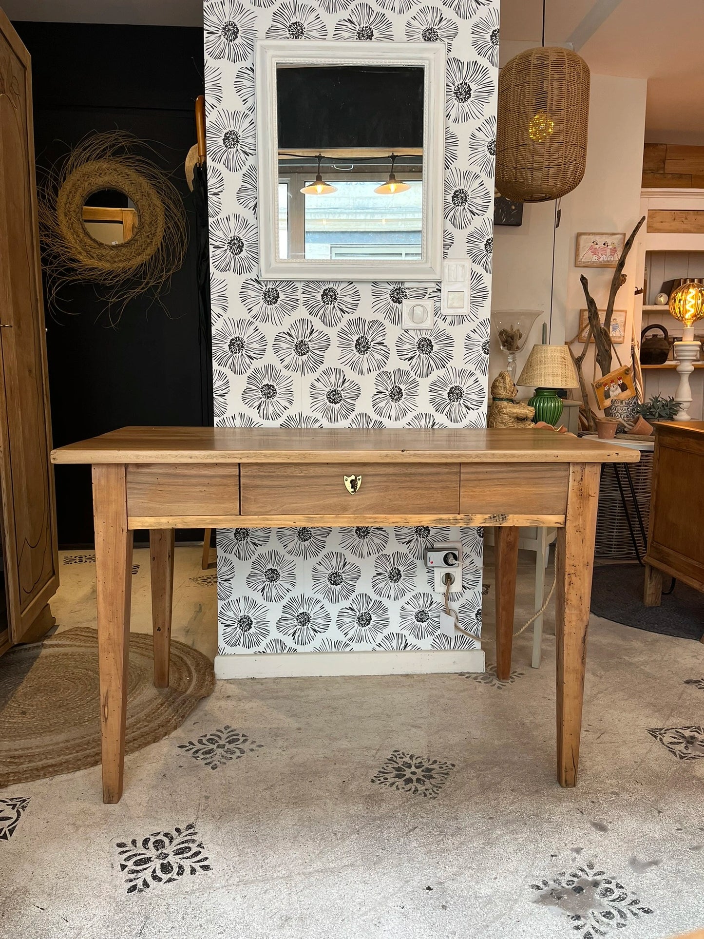 Bureau Nino noyer 1 tiroir meuble vintage 