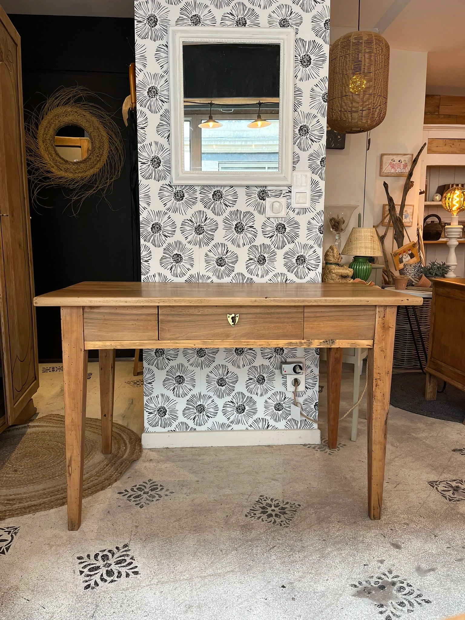 Bureau Nino noyer 1 tiroir meuble vintage 