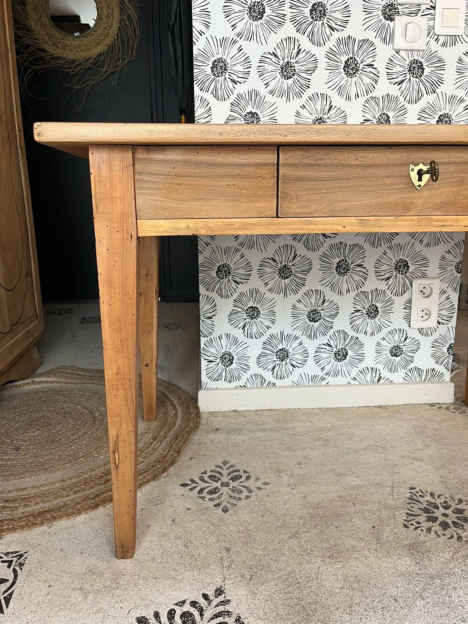 Bureau Nino noyer 1 tiroir meuble vintage 