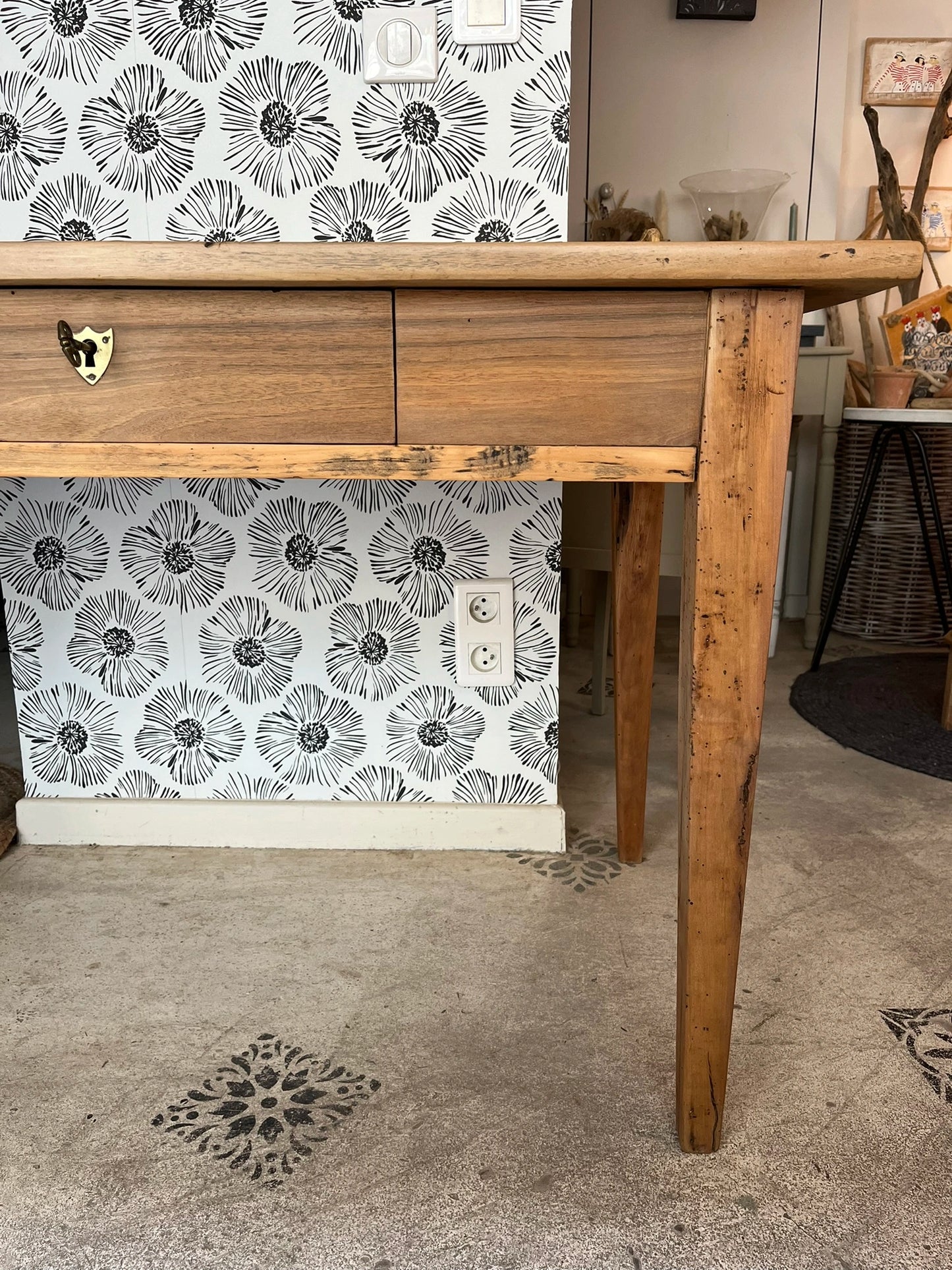 Bureau Nino noyer 1 tiroir meuble vintage 