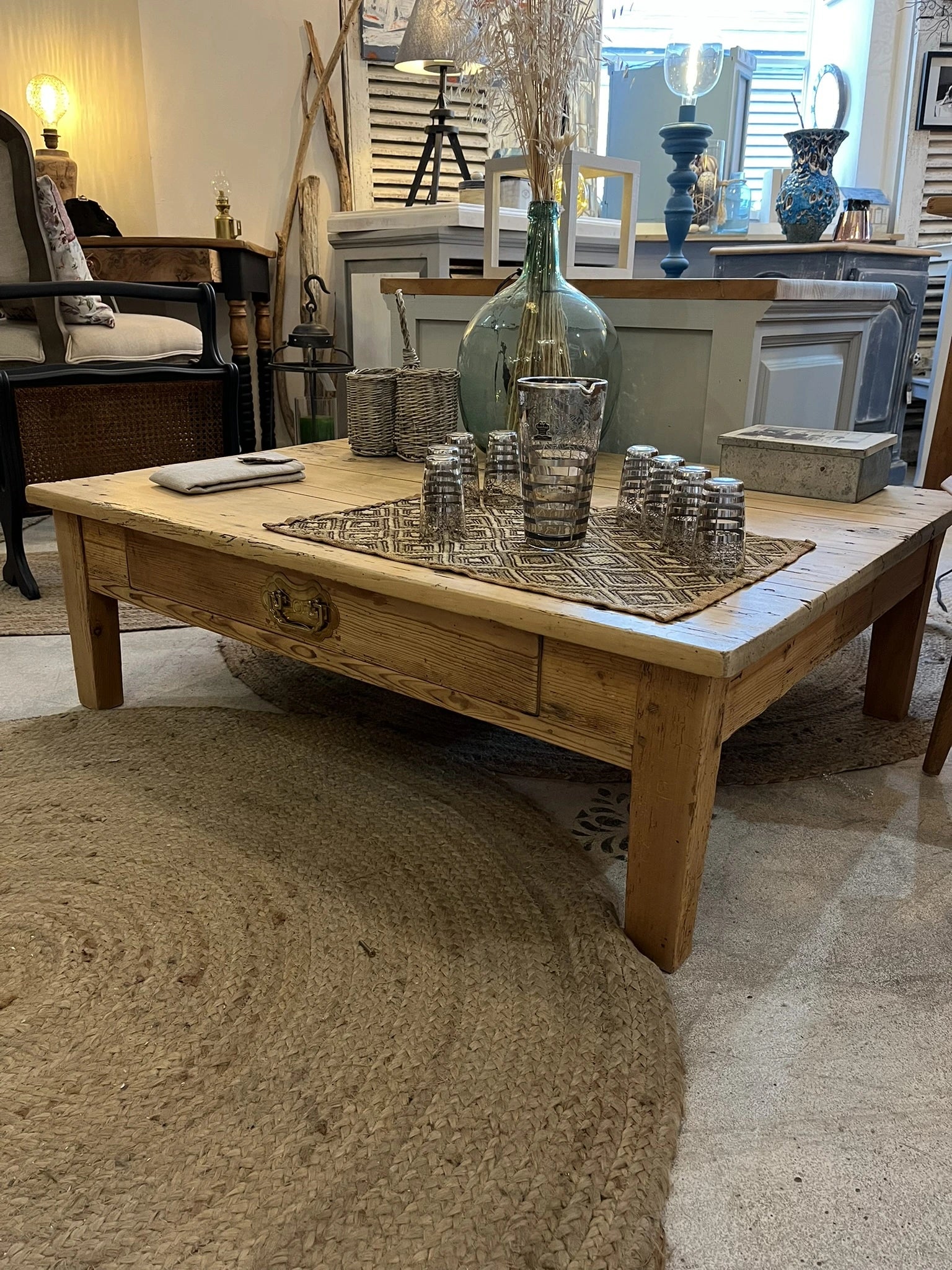 Table basse de ferme vintage Augusta