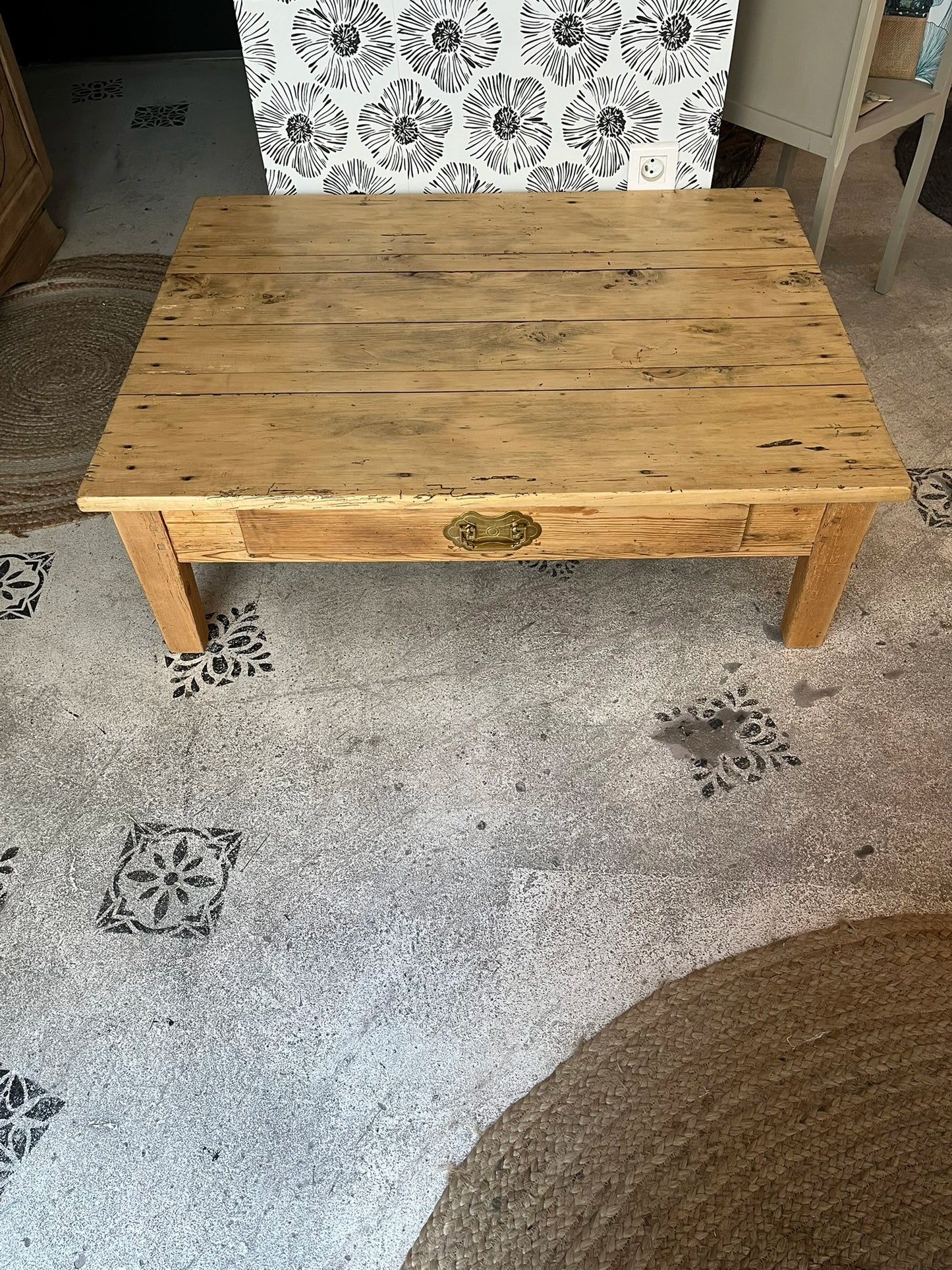 Table basse de ferme vintage Augusta
