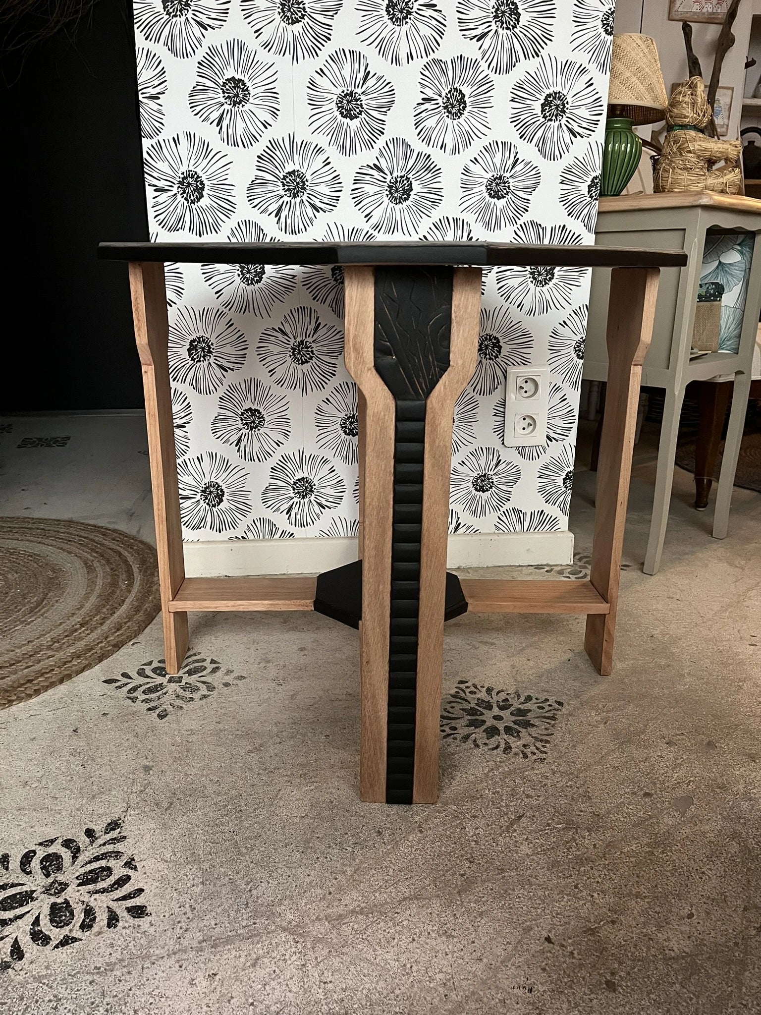 Guéridon vintage Art Déco bois 