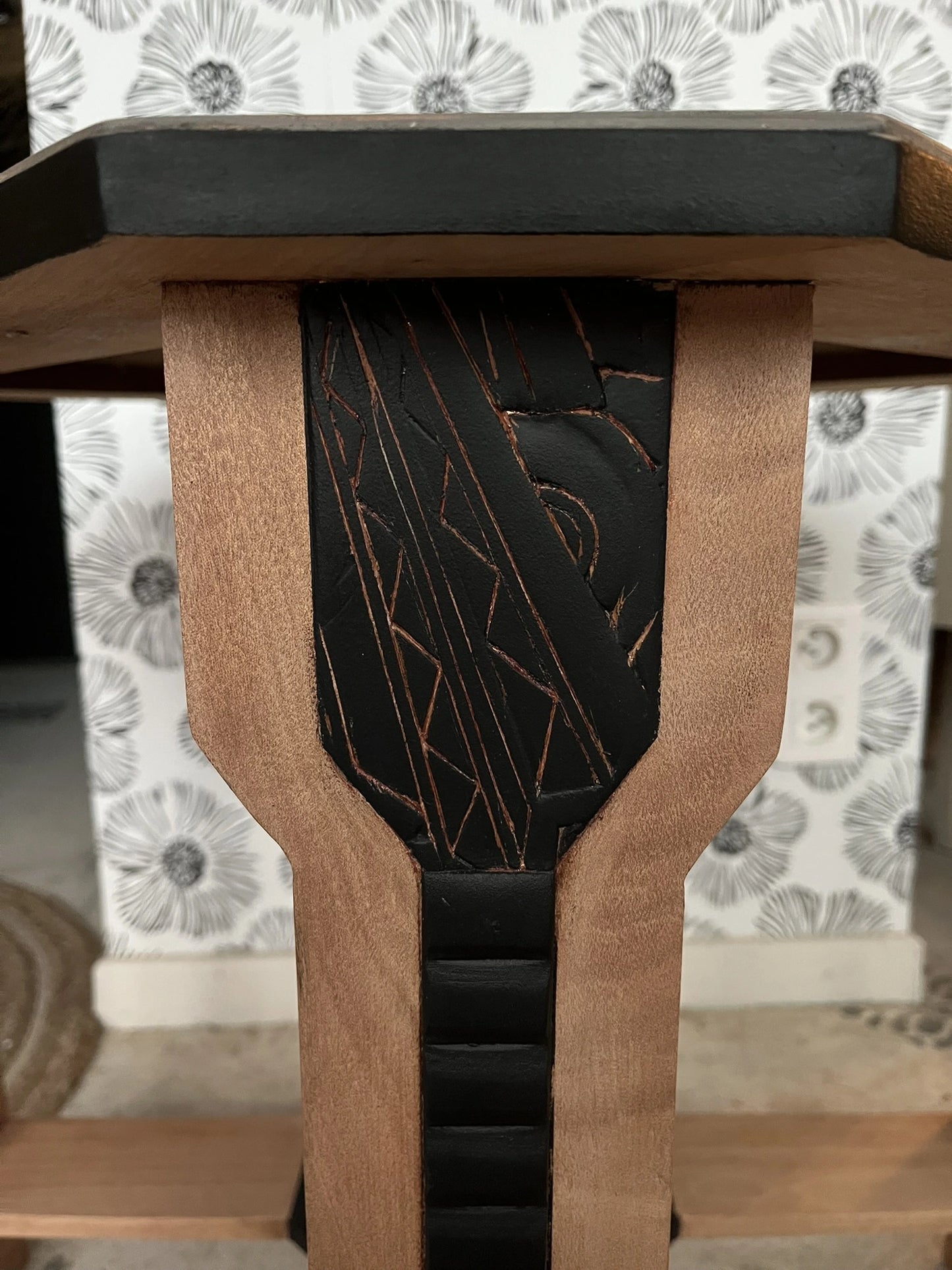 Guéridon vintage Art Déco bois 