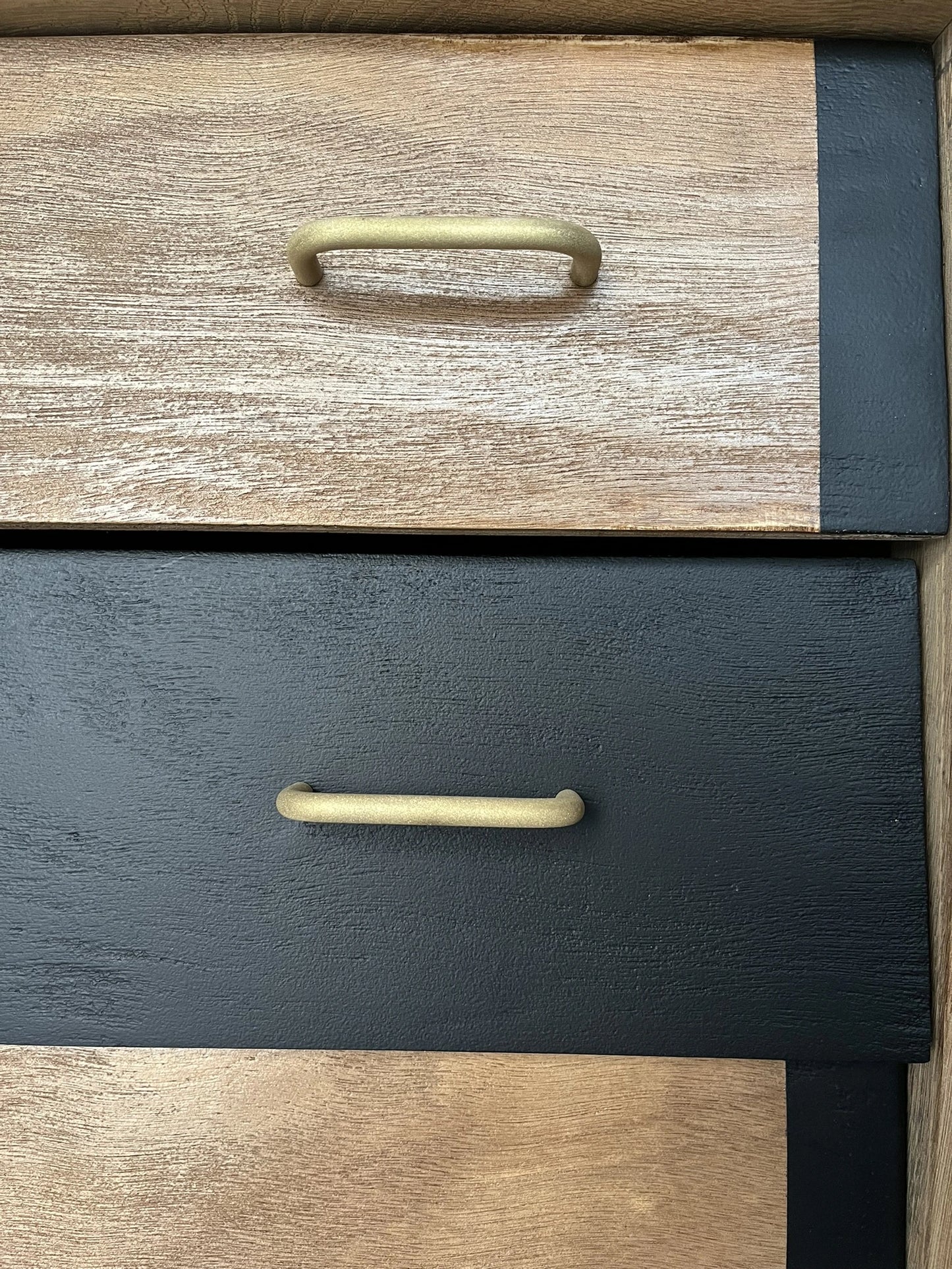 Commode vintage Thélio scandinave bois et noir 4 tiroirs