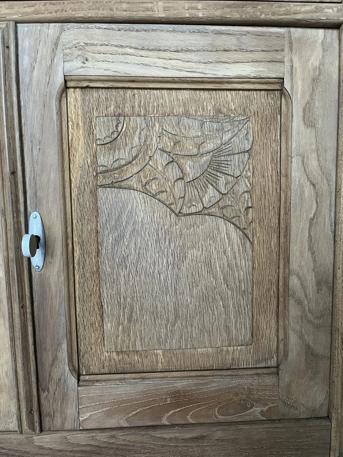 Buffet vintage Art Déco bois massif chêne et marbre