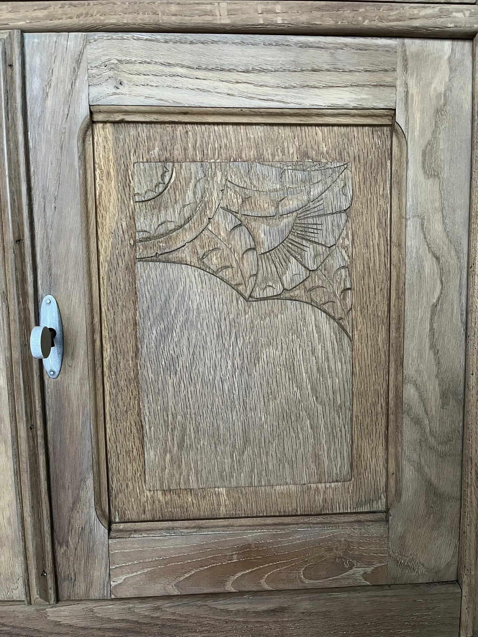 Buffet vintage Art Déco bois massif chêne et marbre