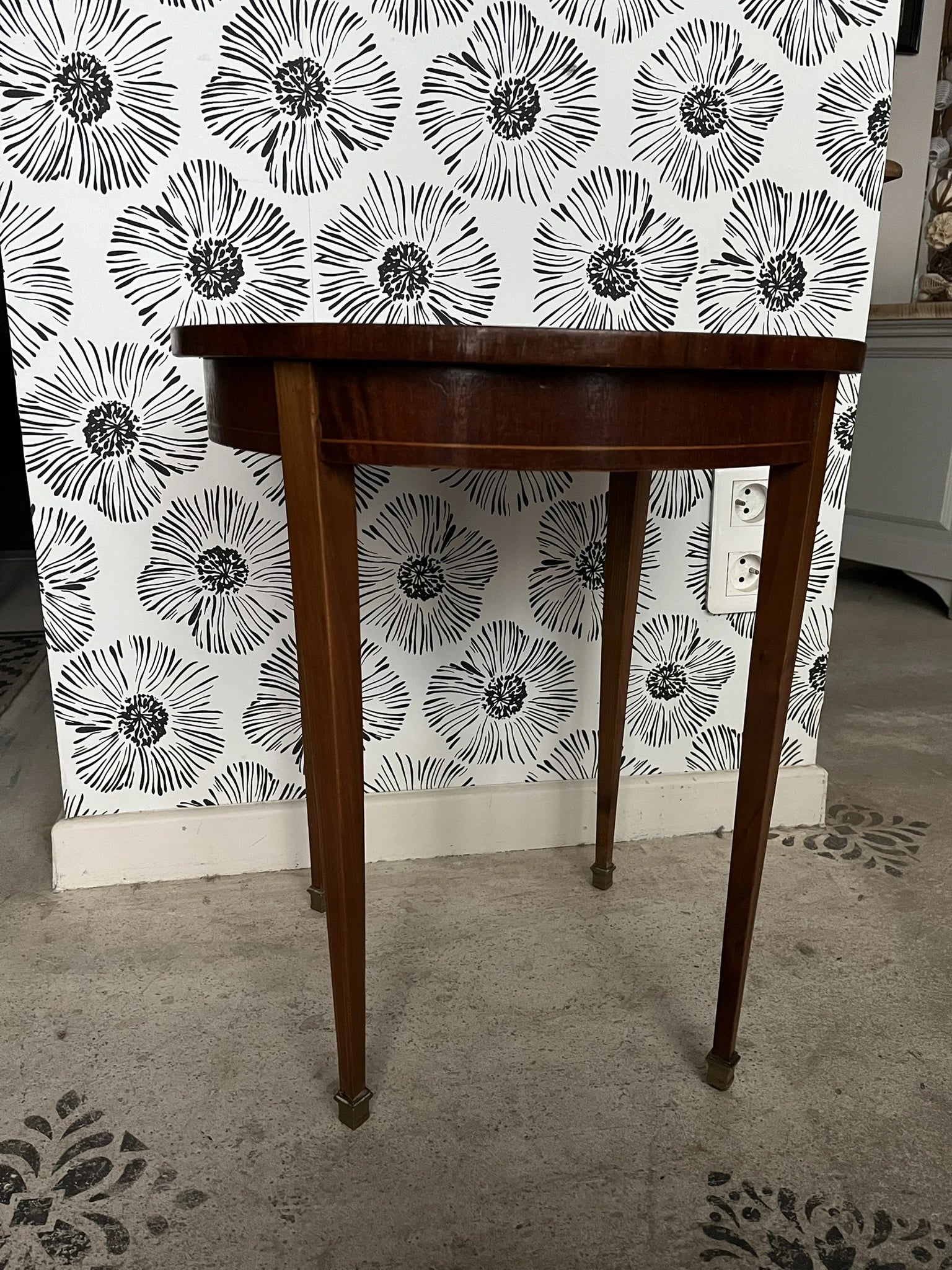Table basse vintage Sybille bois et marqueterie style scandinave