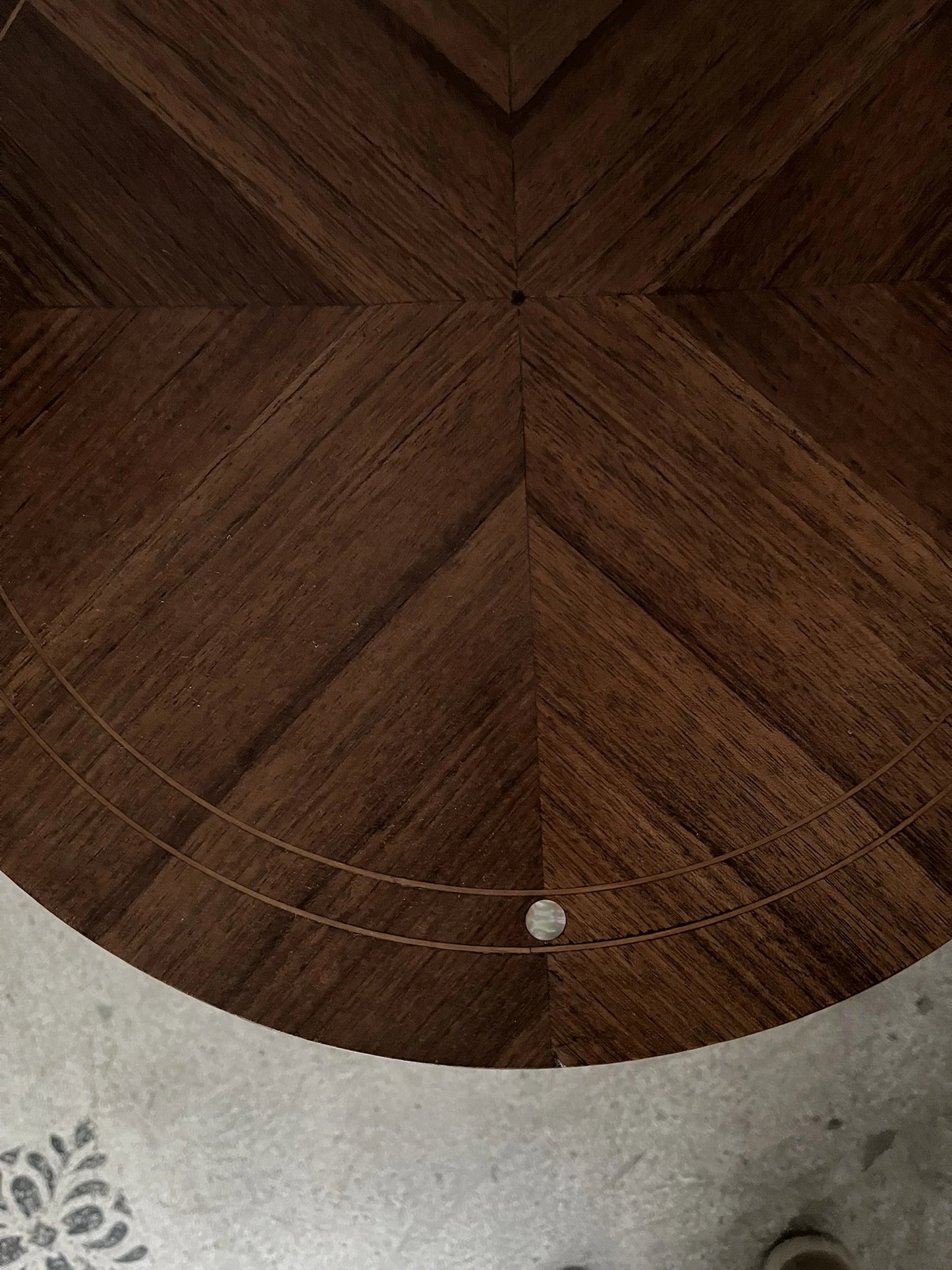 Table basse vintage Sybille bois et marqueterie style scandinave