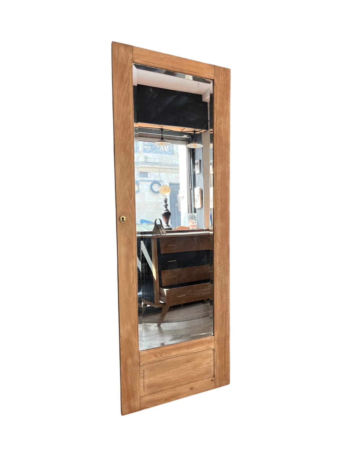Porte armoire biseauté vintage Art Déco bois massif chêne Azalée