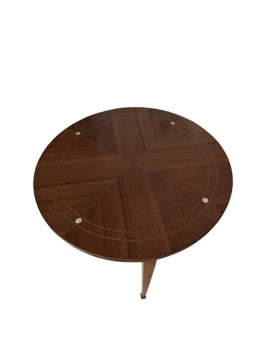 Table basse vintage Sybille bois et marqueterie style scandinave