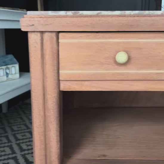 Duo tables de chevet vintage Art Déco Jada et Rosa bois et marbre